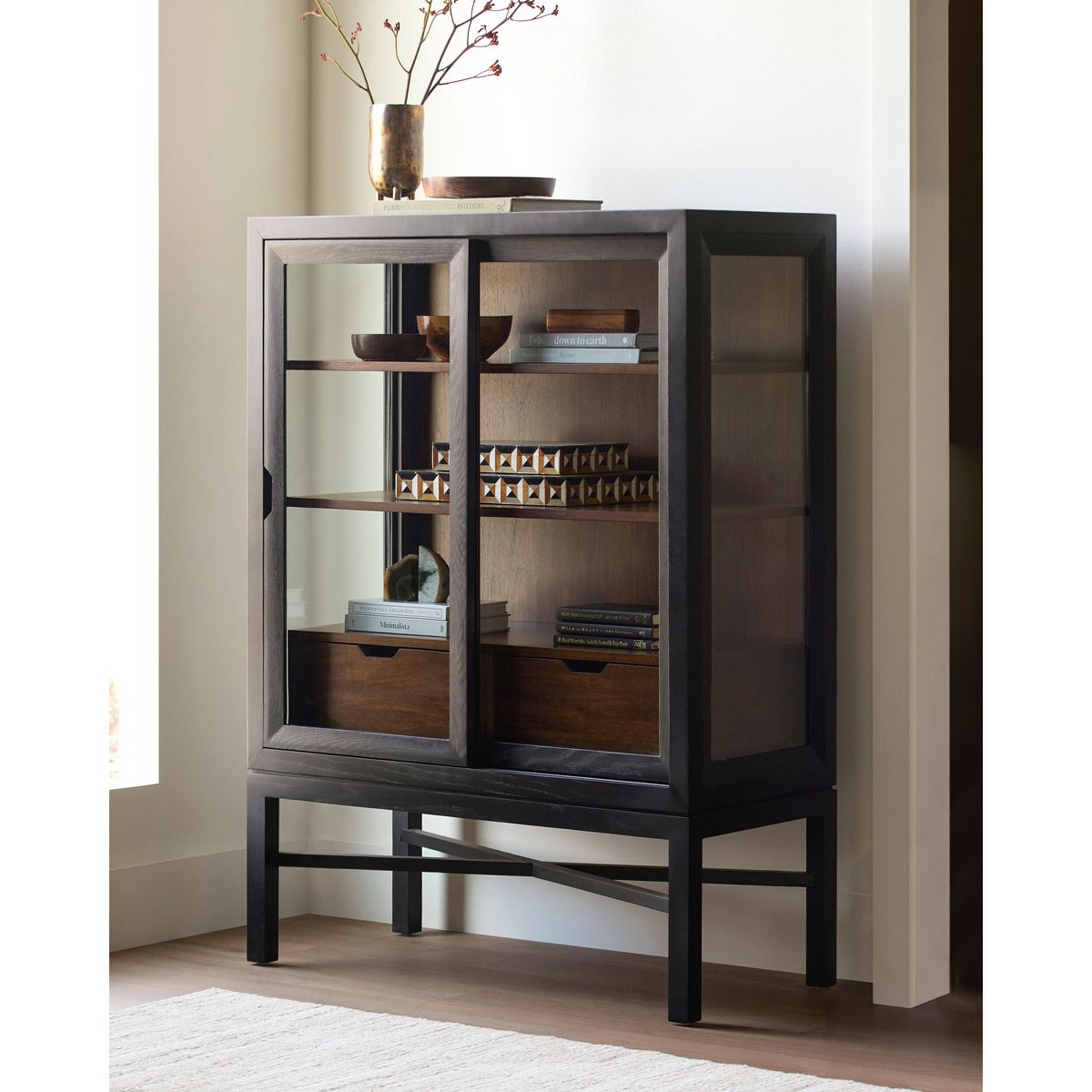A Kahleil Bookcase with Black / Dark Wood color