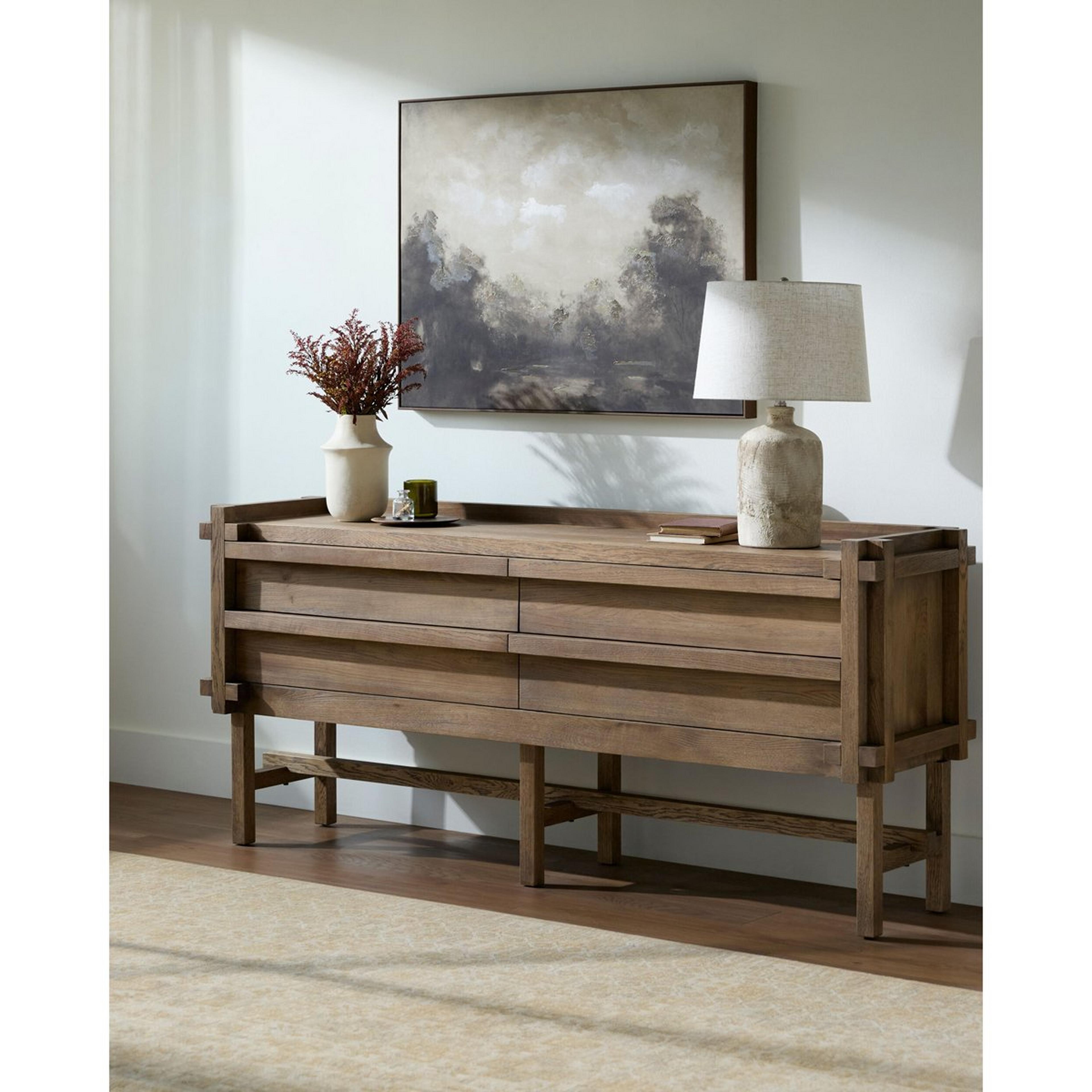 A Cornelius Console Table with Brushed Brown color