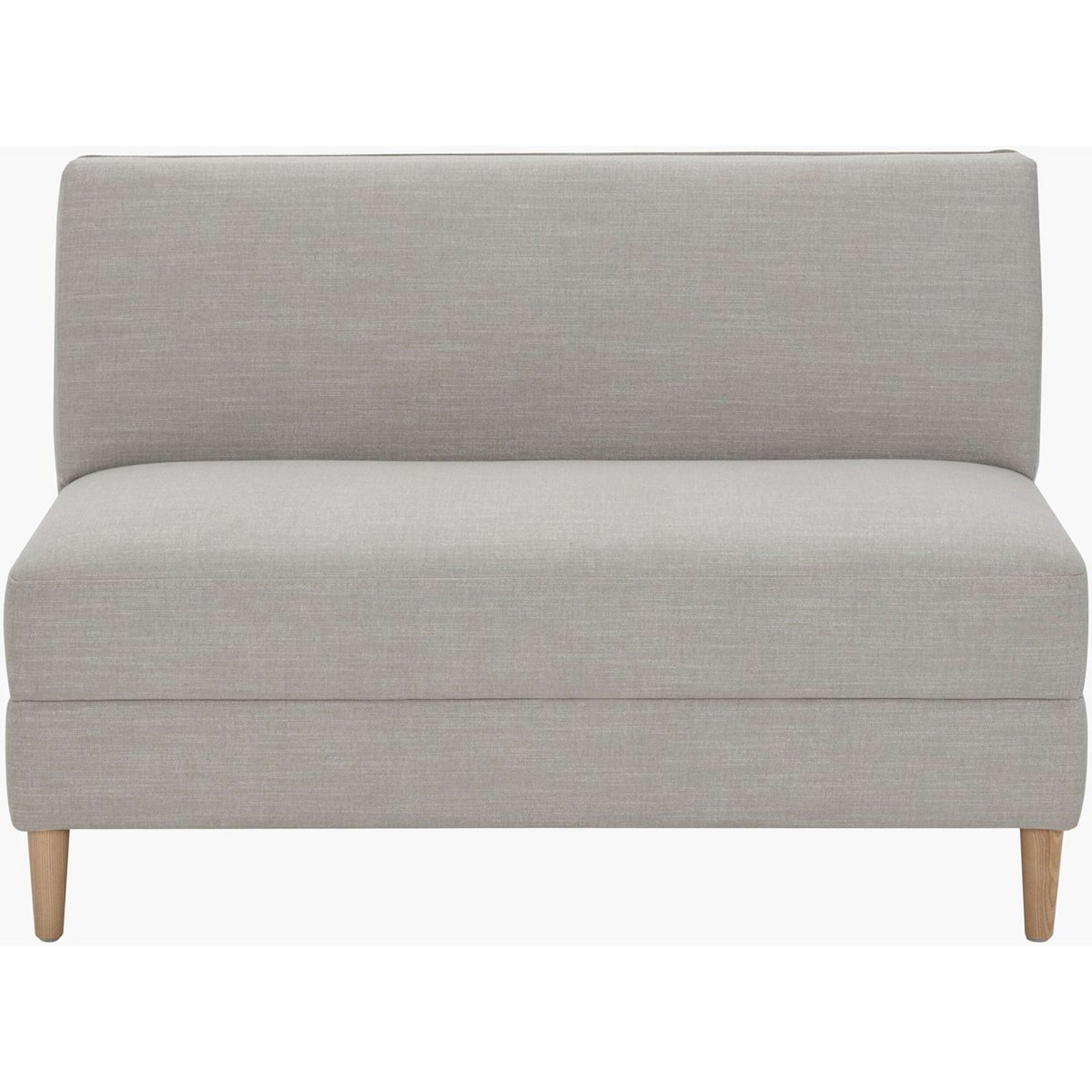 A Konseki Banquette Bench with Light Gray / Wood color