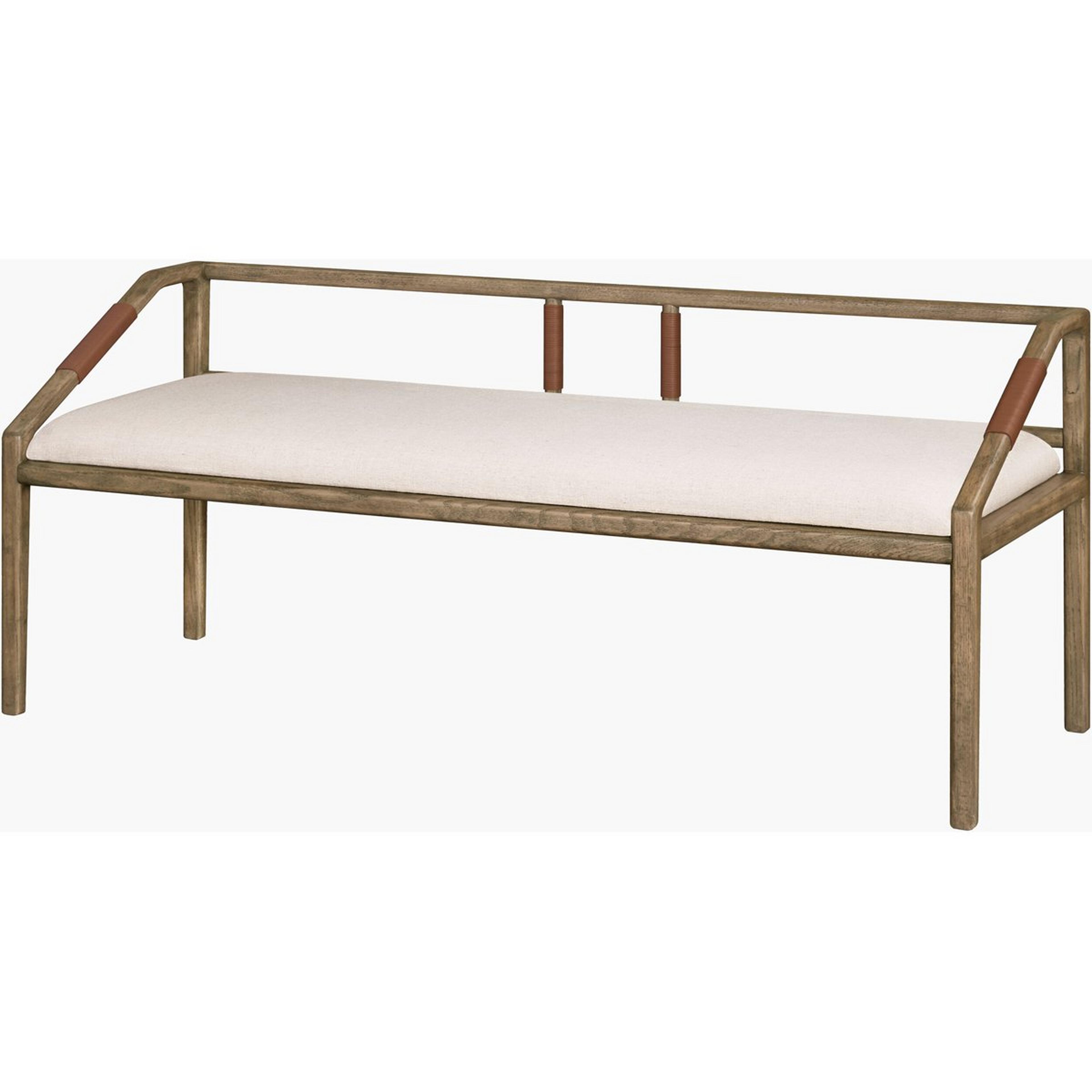 A Apricus Bench with Natural / White / Leather color