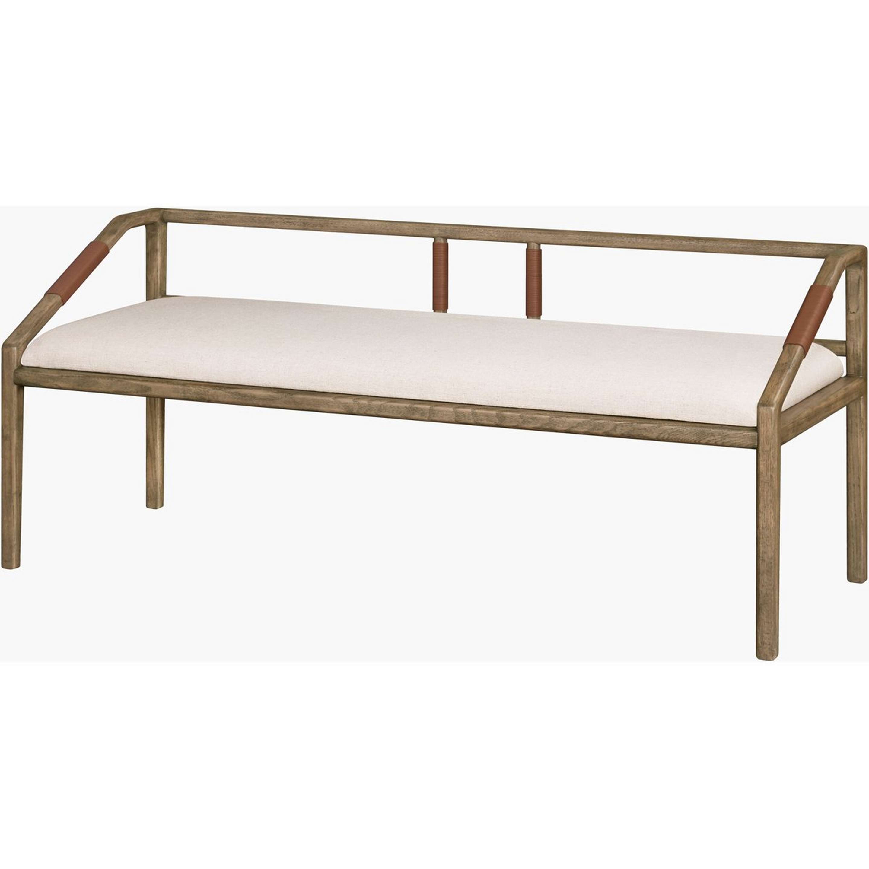 A Apricus Bench with Natural / White / Leather color