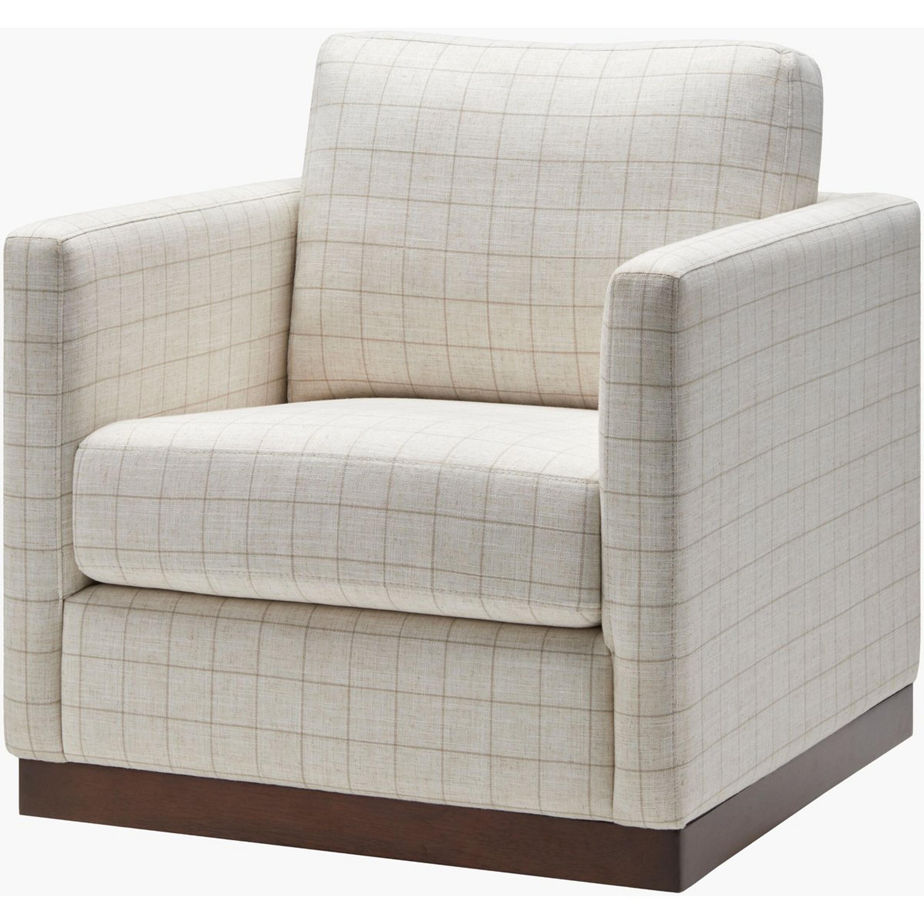 A Caiden Swivel Chair - Patterned Linen with Beige / Tan / Wood color