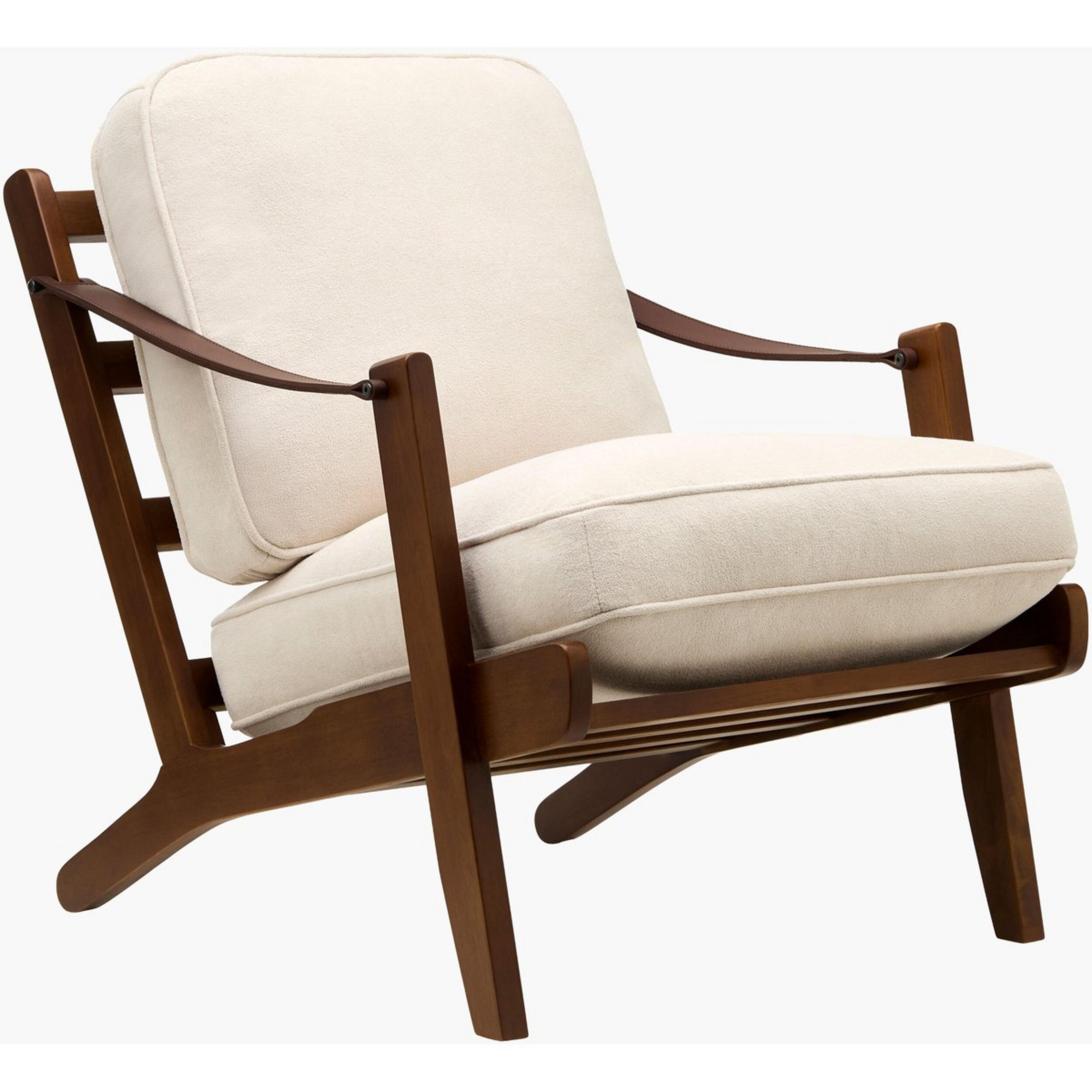A Feriado Accent Chair with Cream / Dark Wood / Leather color