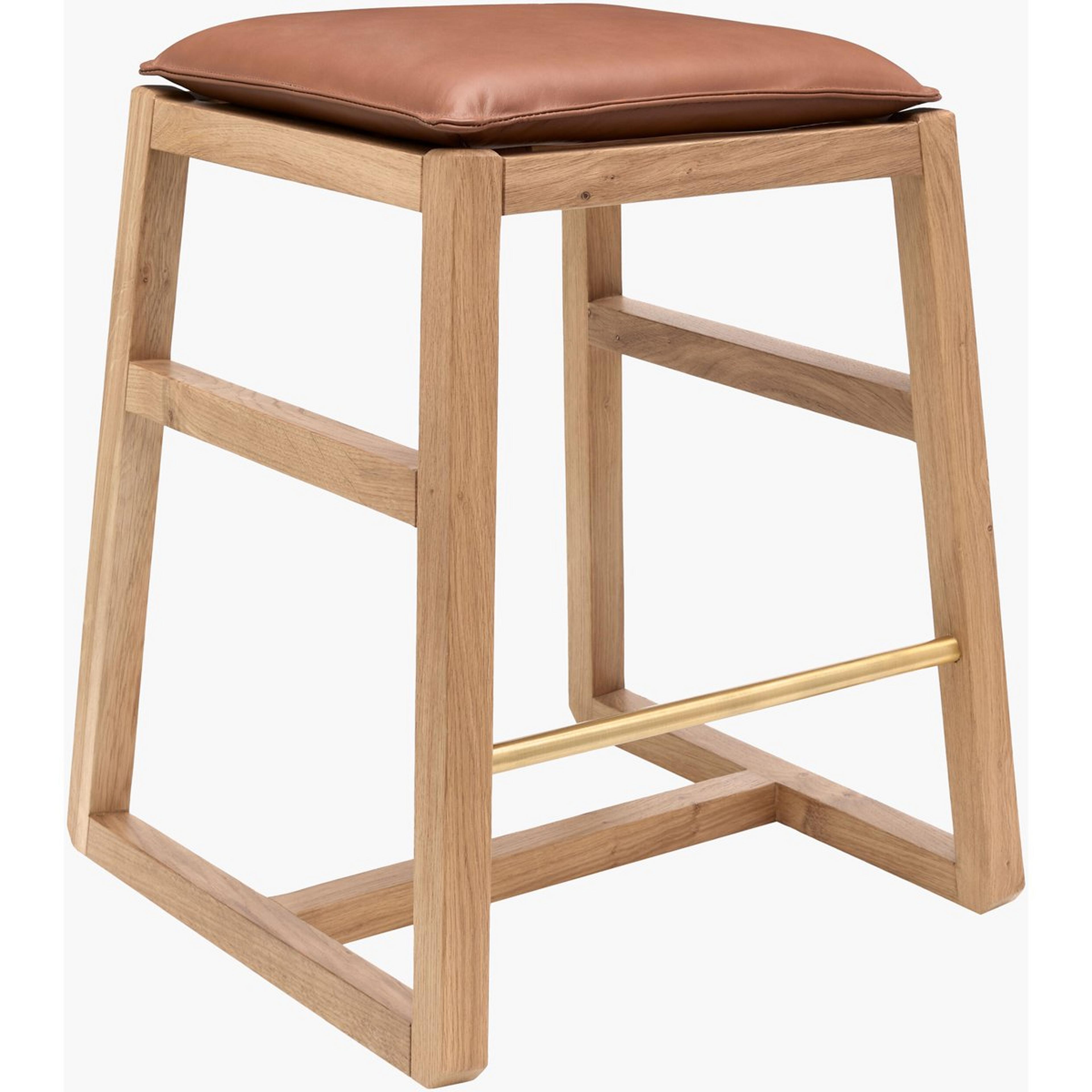 A Louella Counter Stool with Wood / Leather / Gold color