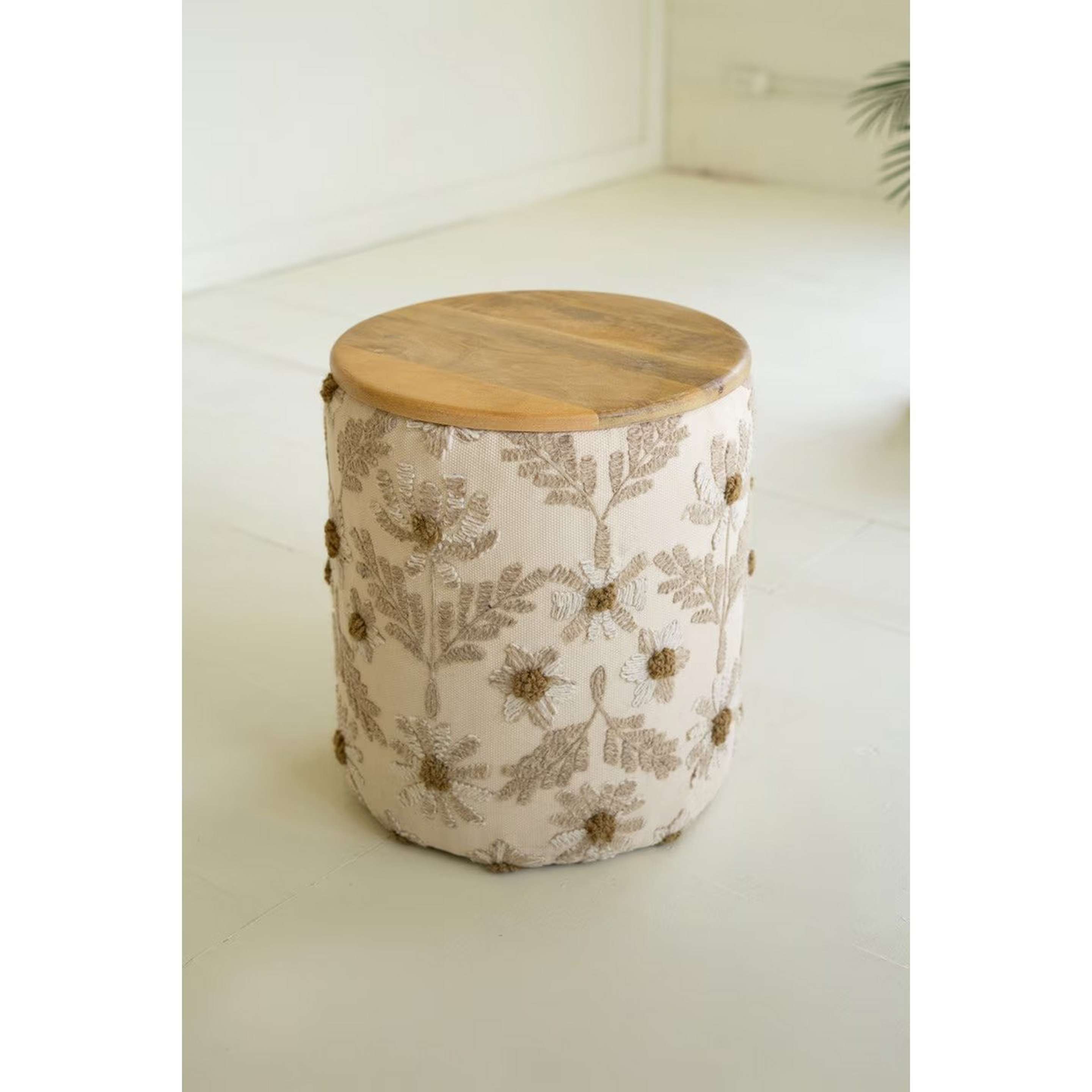 A Mughal Embroidered End Table with undefined color