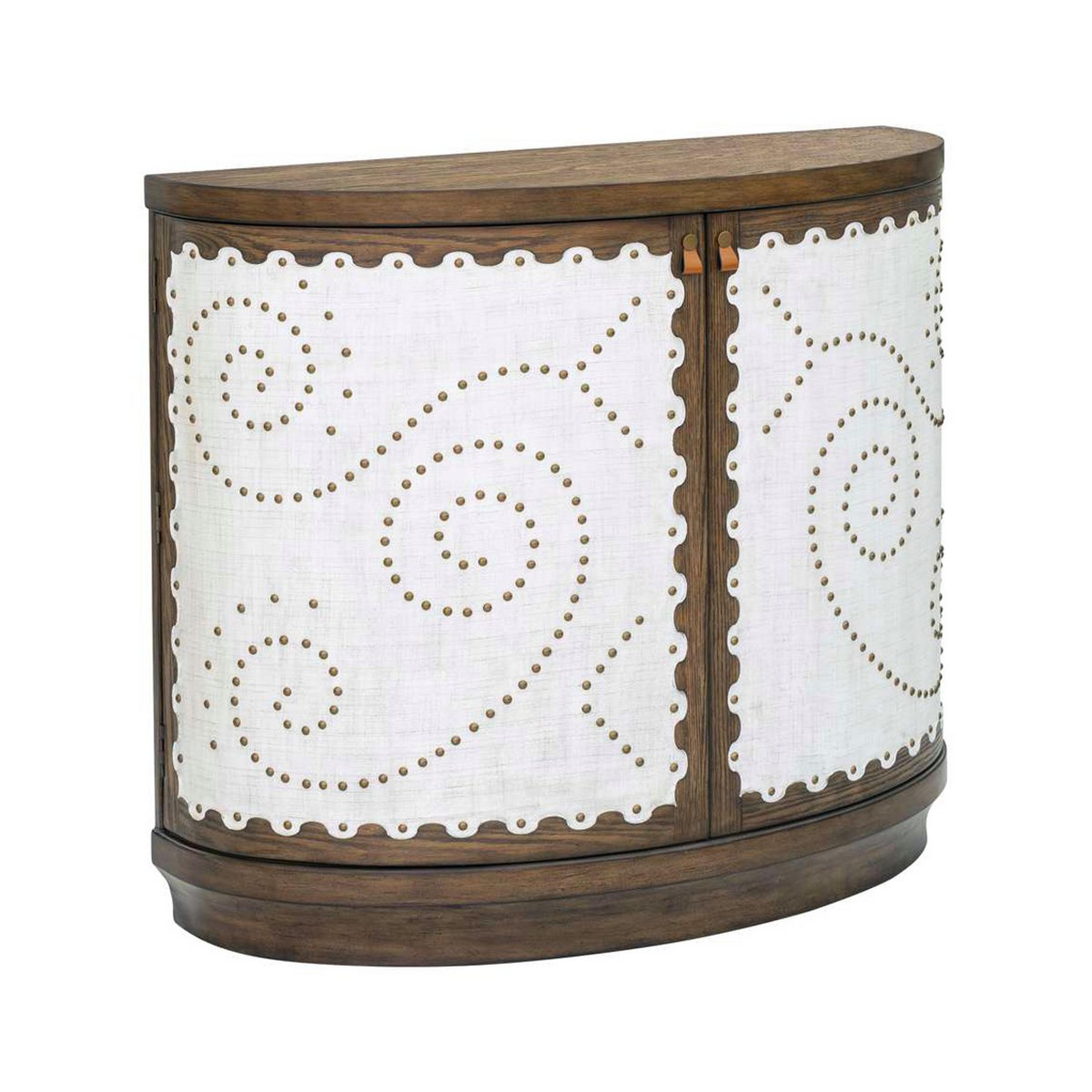 A Eyvind Sideboard with Natural Wood / White / Brown Leather color