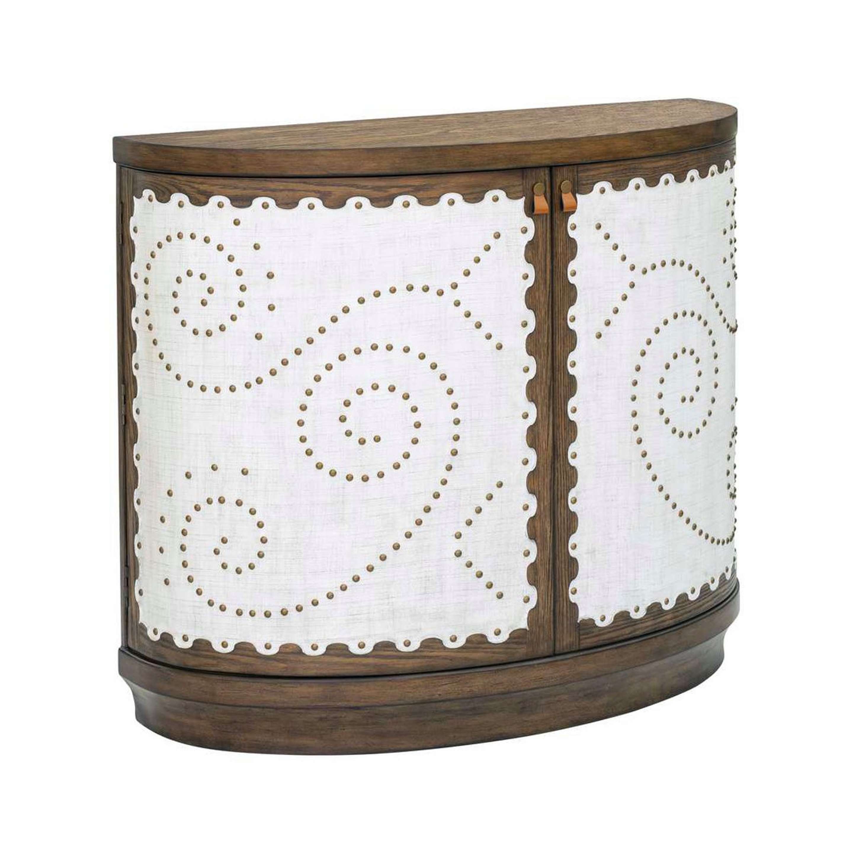 A Eyvind Sideboard with Natural Wood / White / Brown Leather color