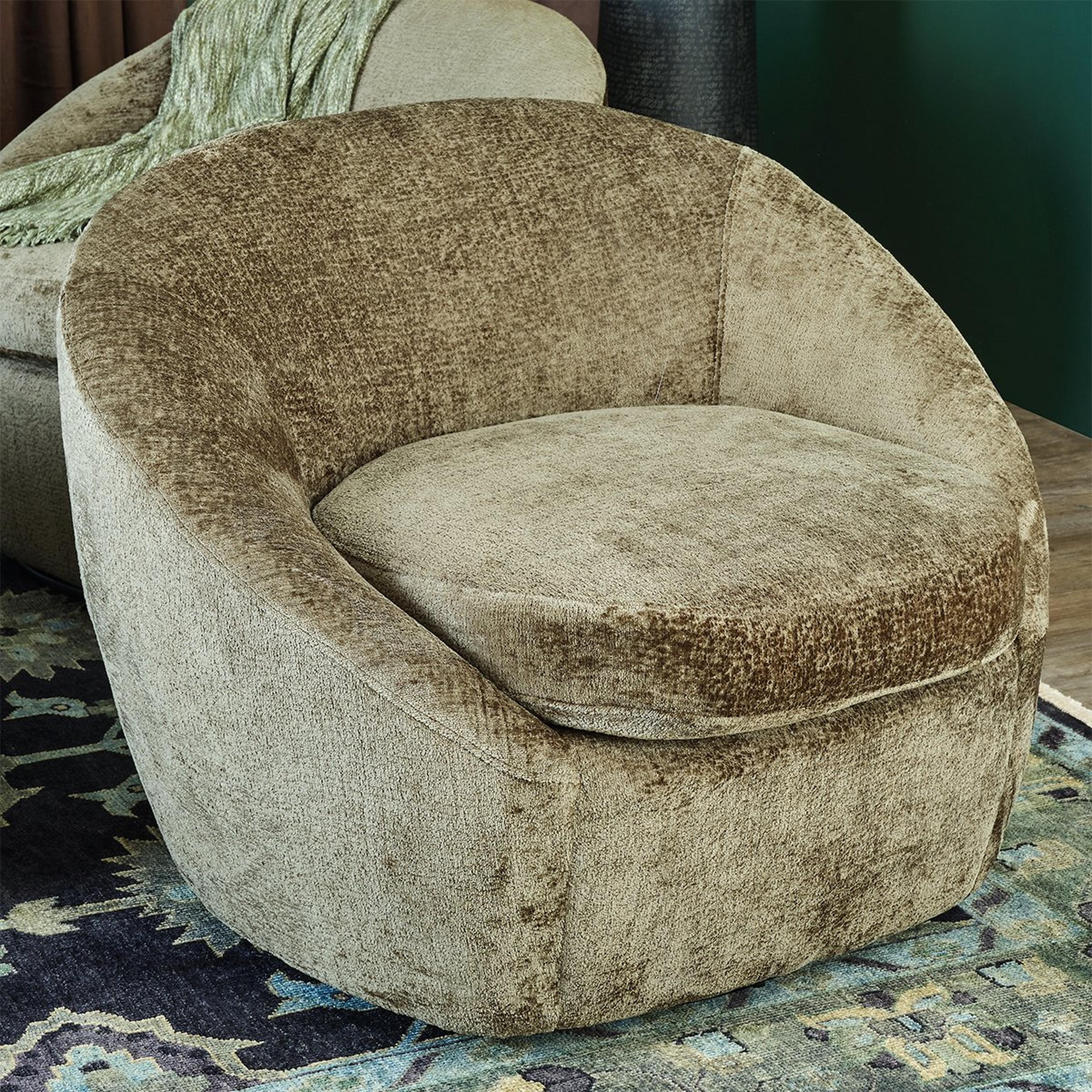 A Vestiaire Accent Chair with Olive Upholstery color