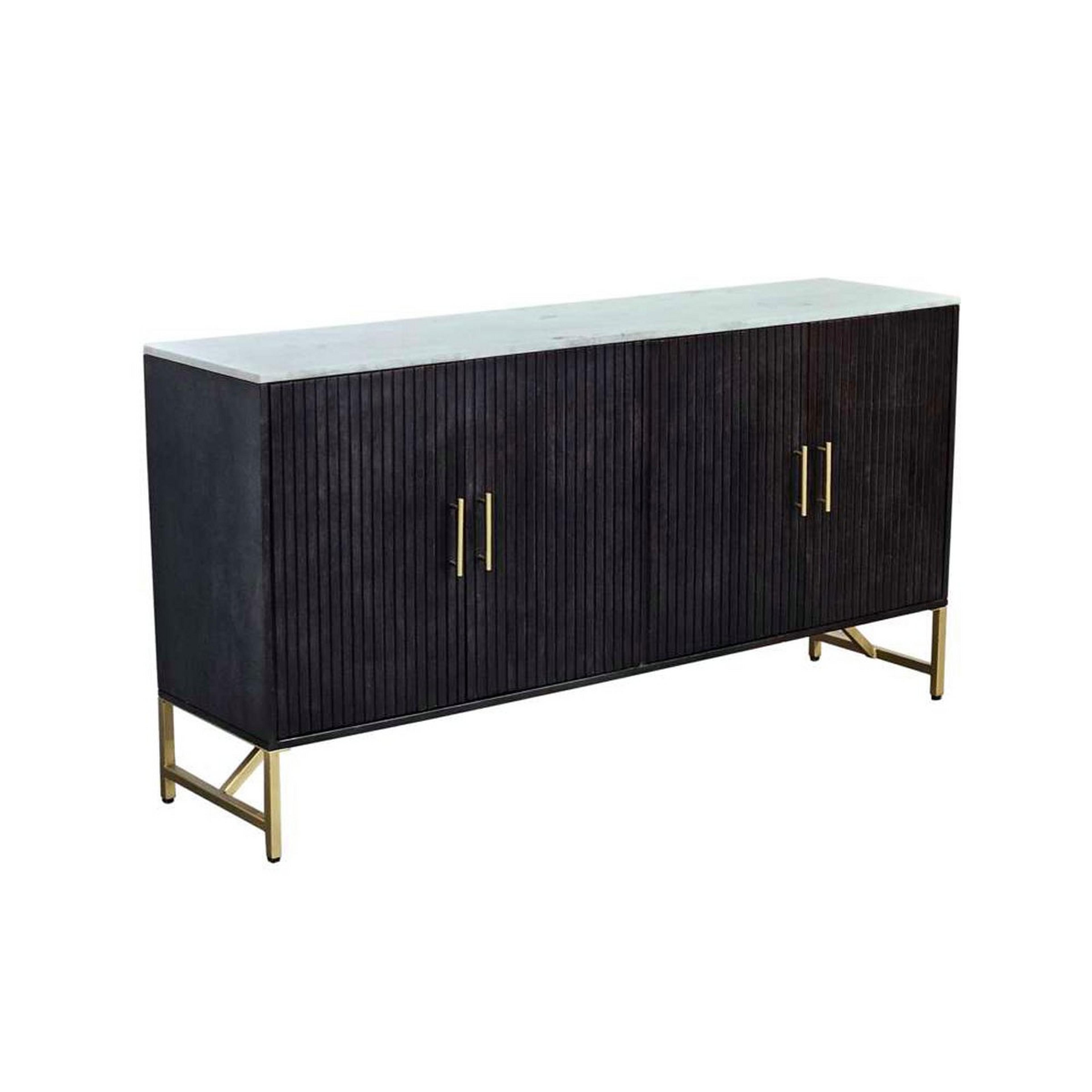 A Xymir Sideboard with Dark Wood / White Marble / Gold color