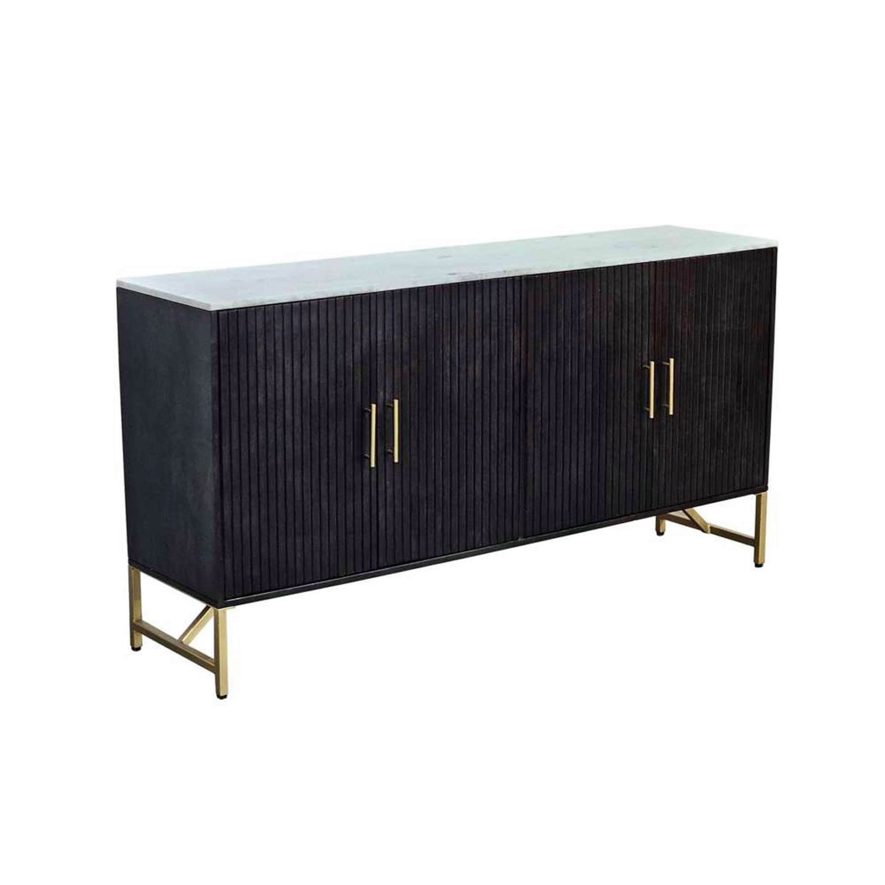 A Xymir Sideboard with Dark Wood / White Marble / Gold color