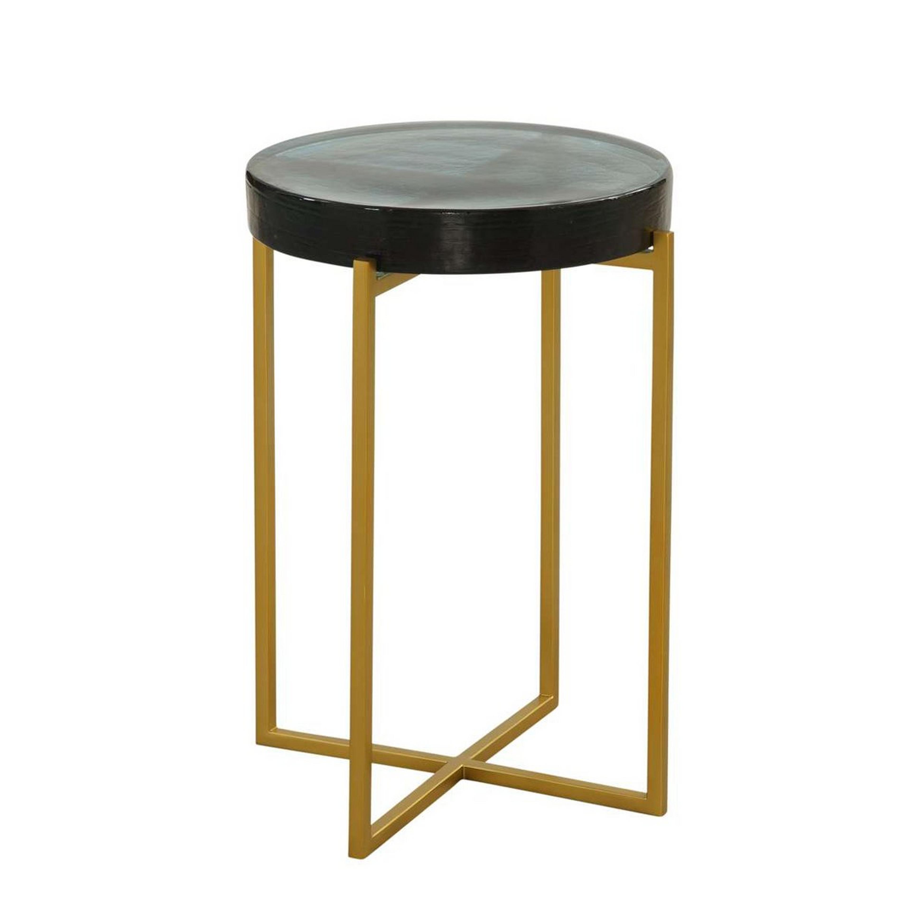 A Solin End Table with Gold / Blue Glass color