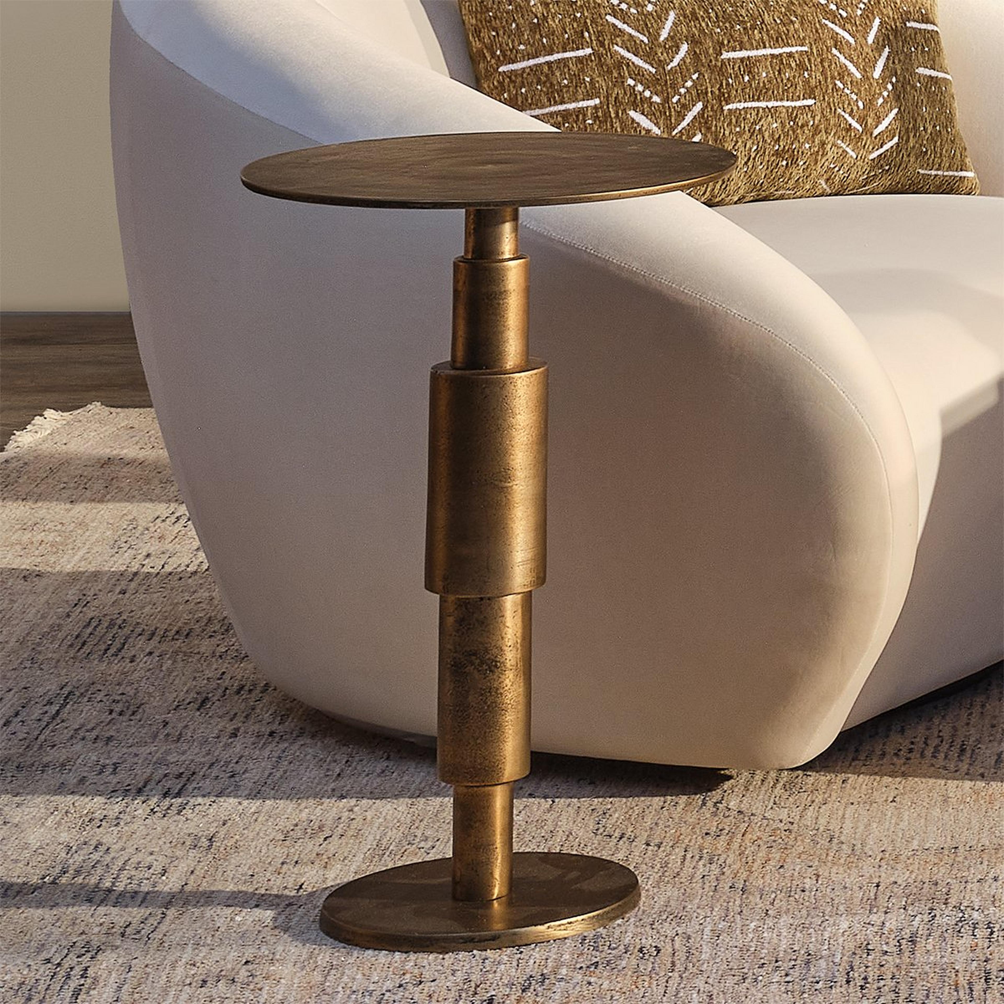 A Spyglass End Table with Antique Gold color