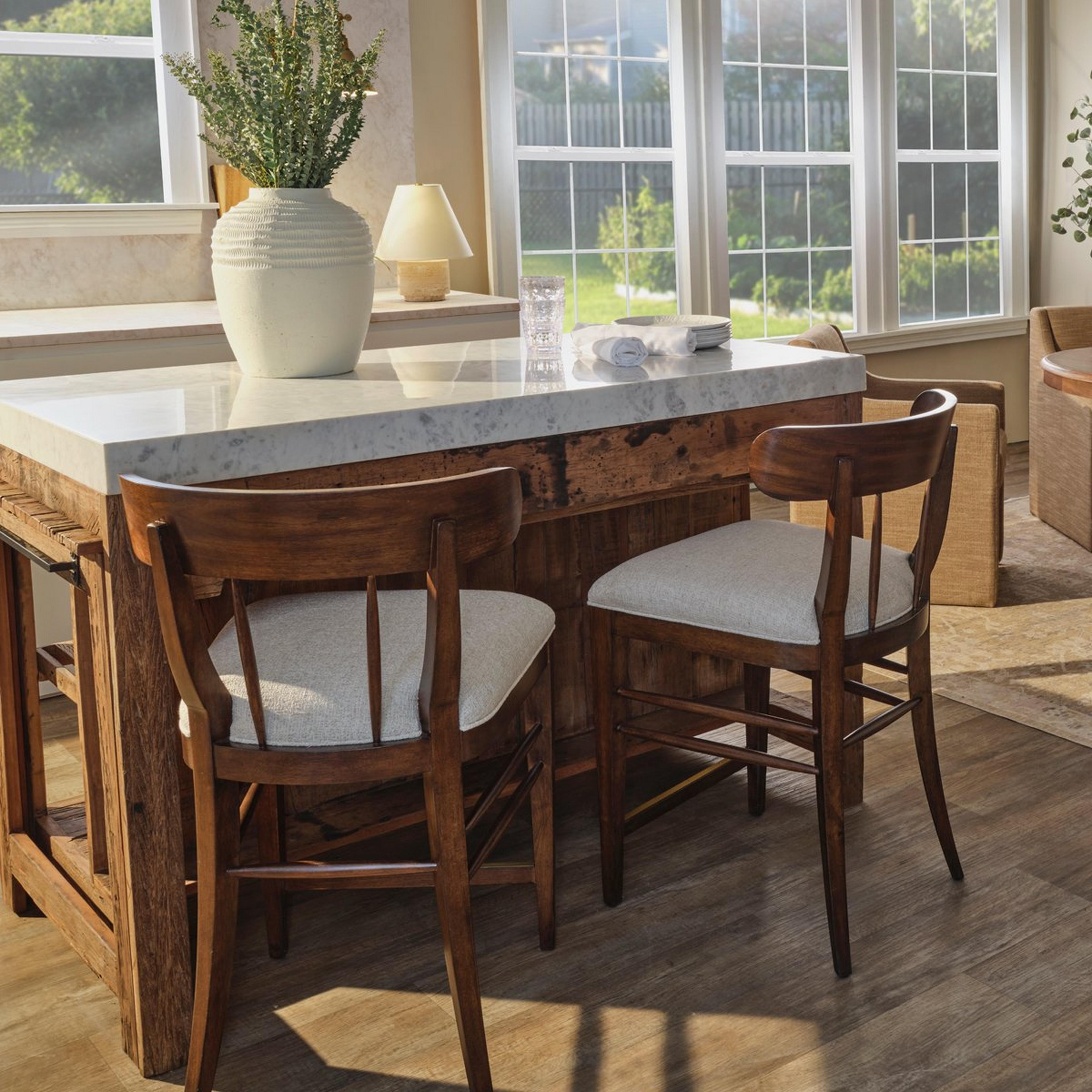 A Wimberly Counter Stool with Dark Walnut / Off White color