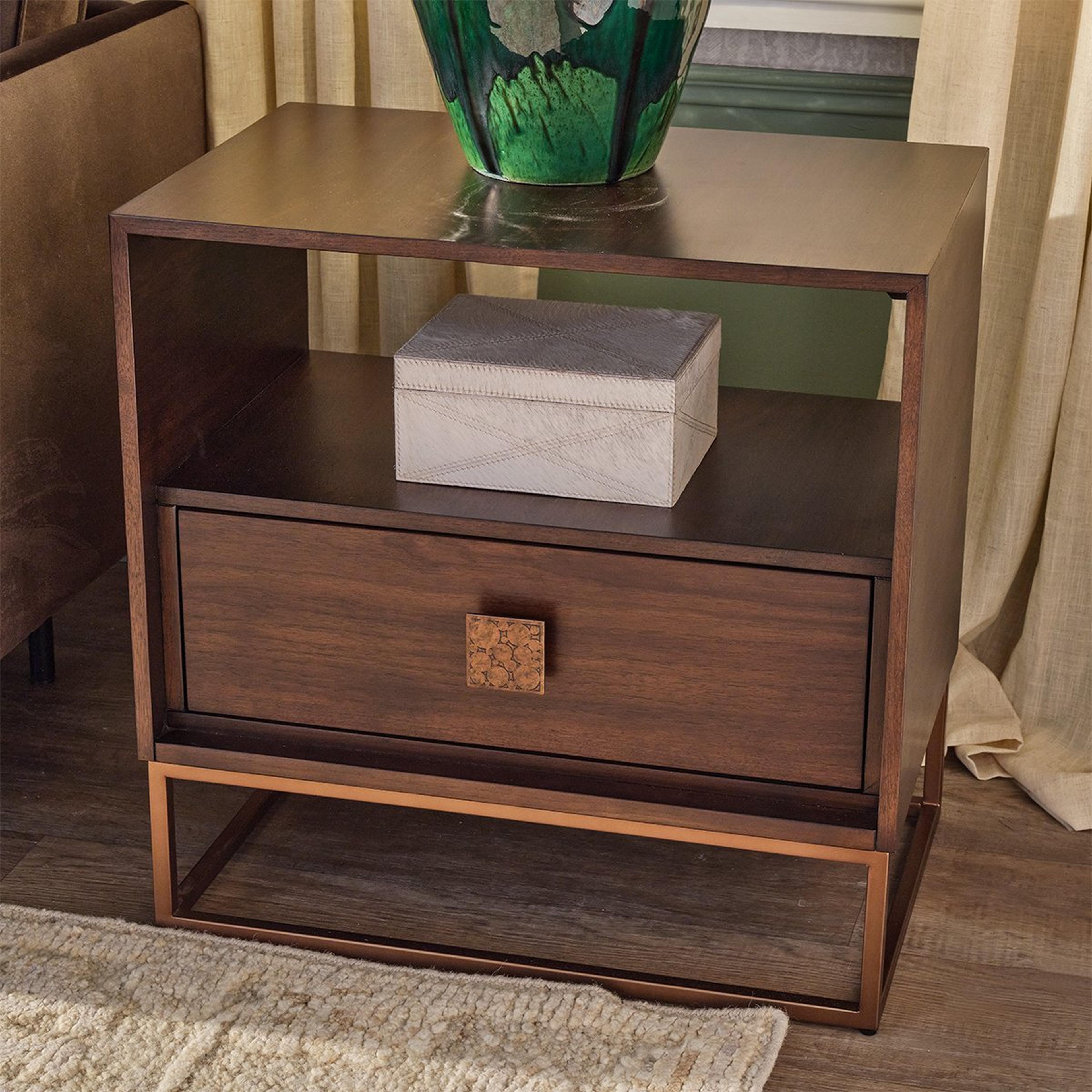 A Wexley Side Table with Dark Wood / Antique Brass color