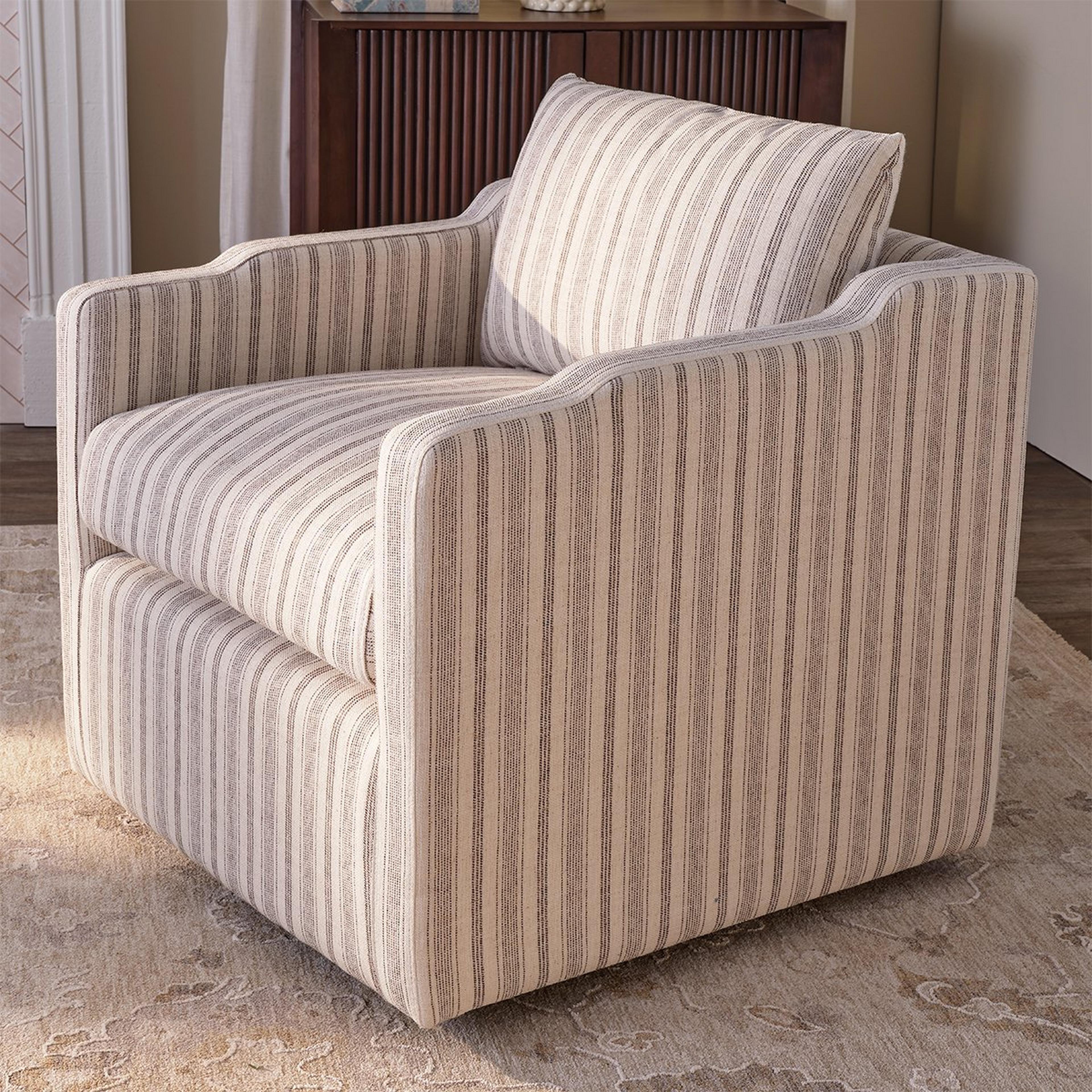 A Ticking Stripe Swivel Accent Chair with undefined color