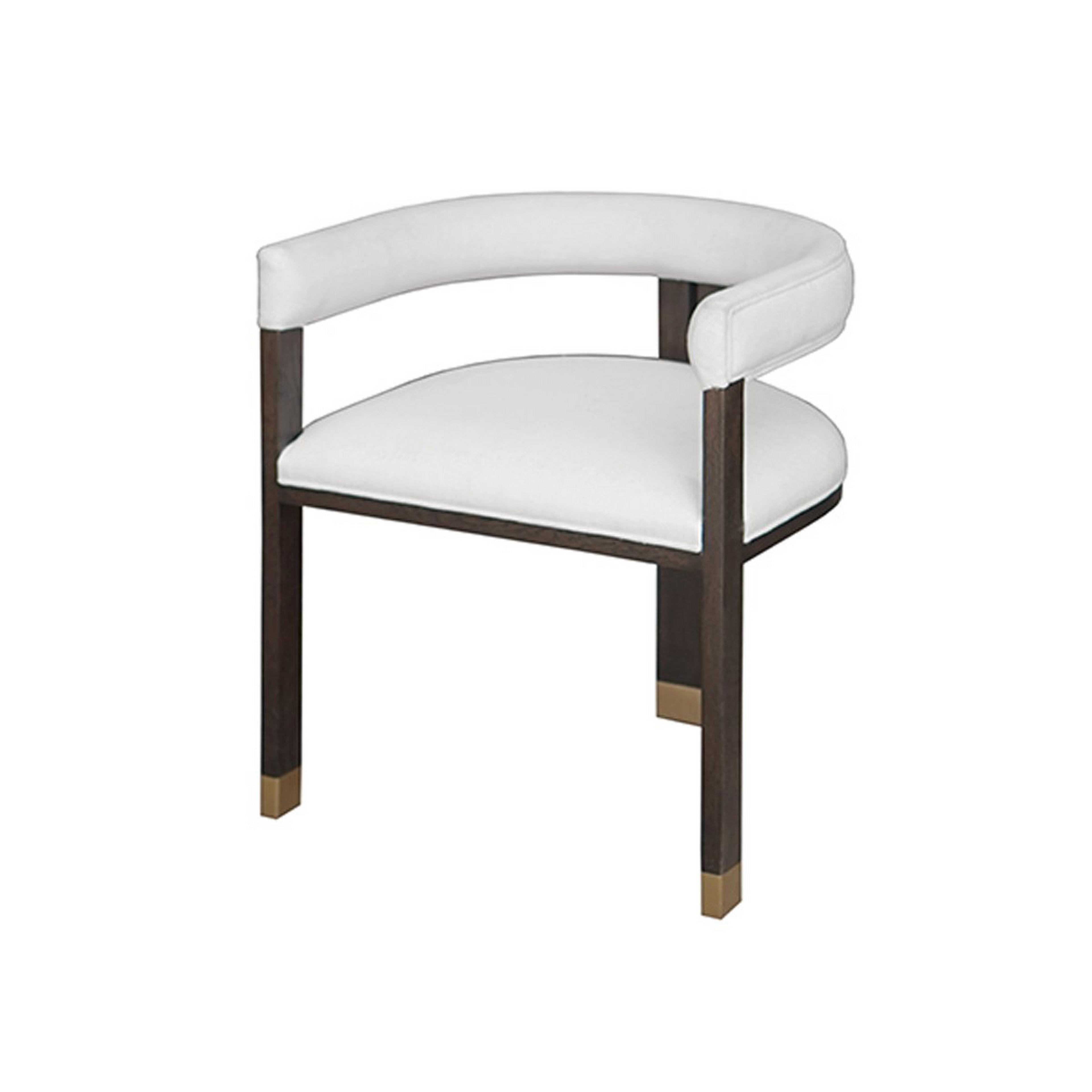 A Koine Dining Chair with White / Dark Wood / Brass  color