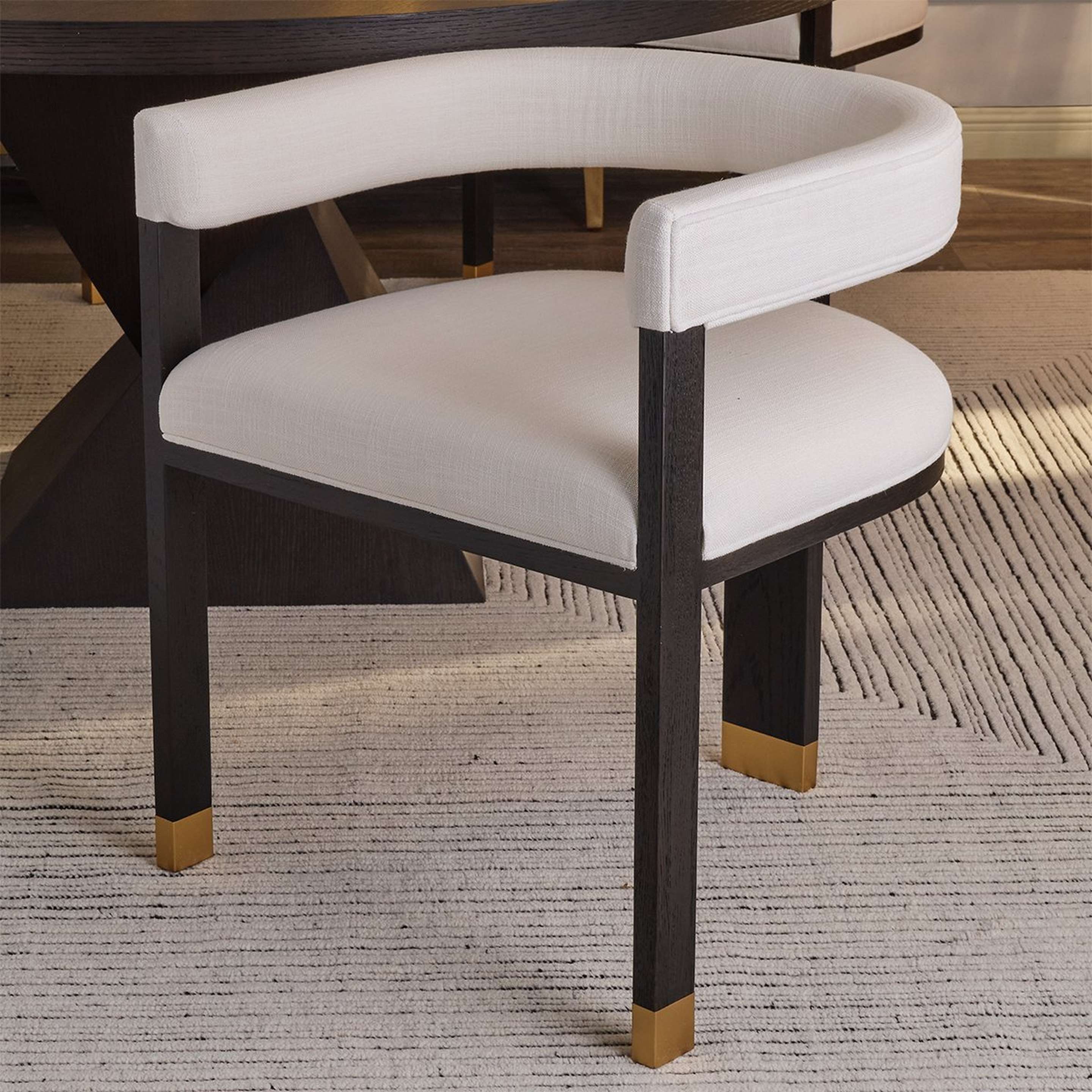 A Koine Dining Chair with White / Dark Wood / Brass color