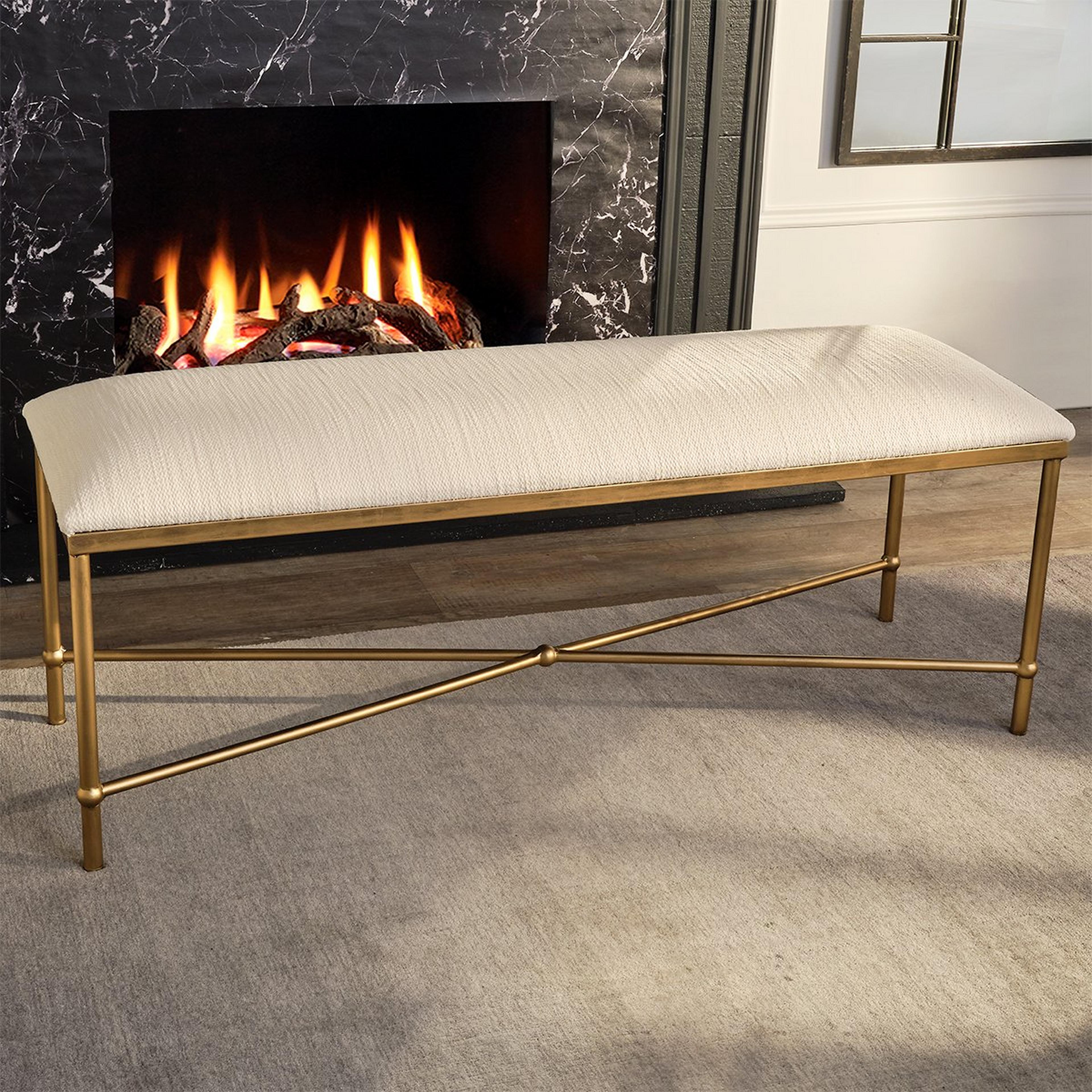 A Preston Bench with Gold / White color