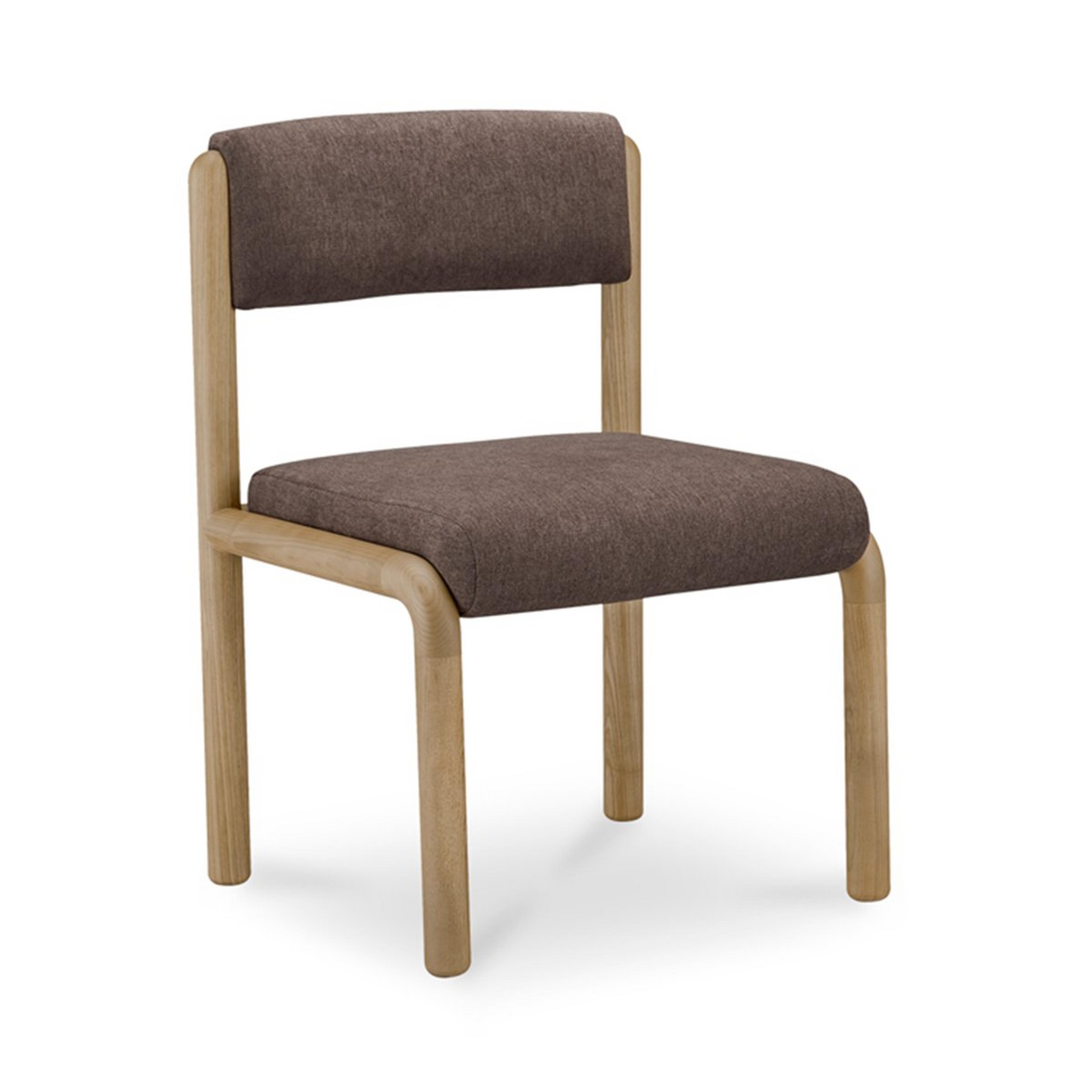 A Ludgate Dining Chair - Set of 2 with Brown Upholstery / Medium Wood color