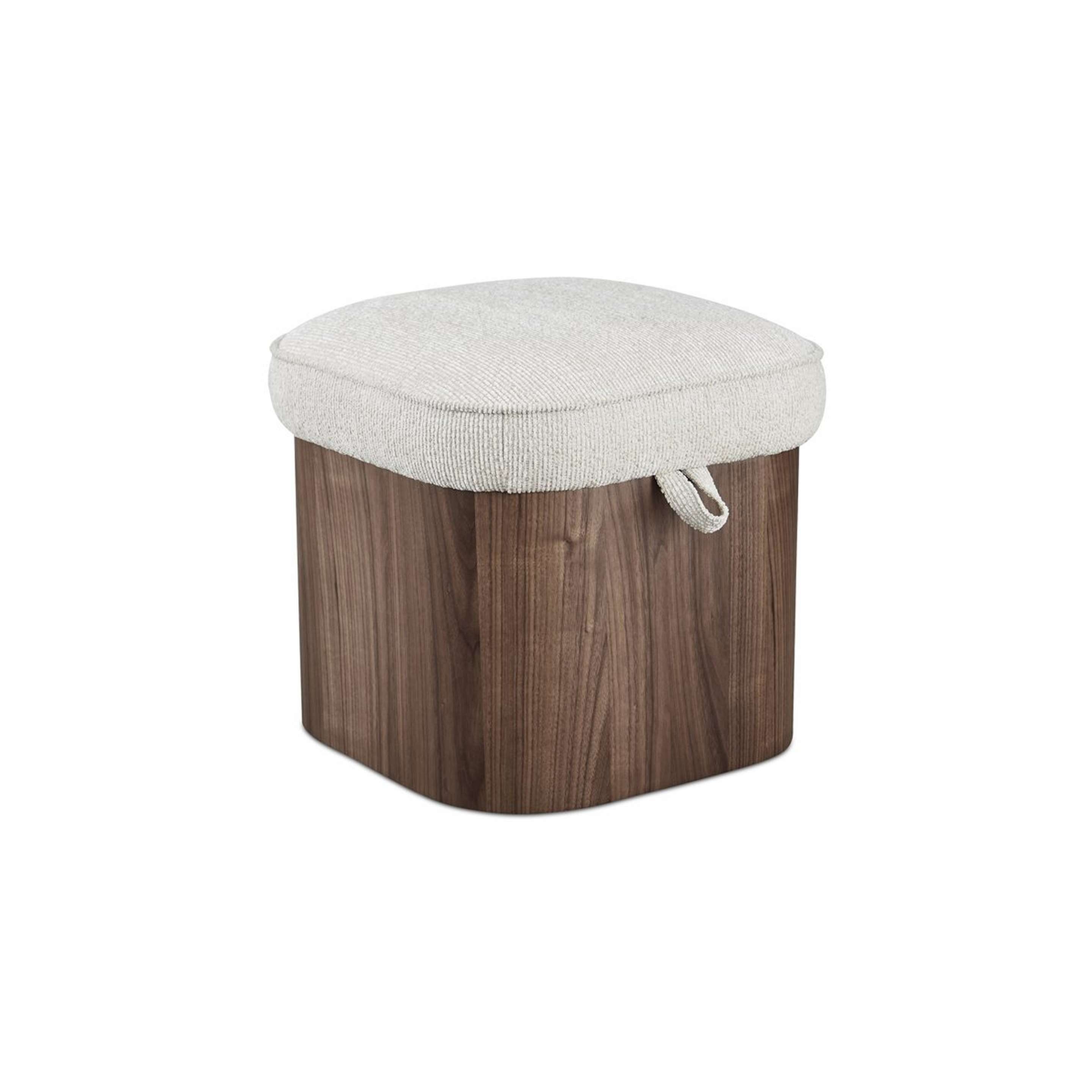 A Ensorina Storage Stool with Dark Wood / Beige Upholstery color