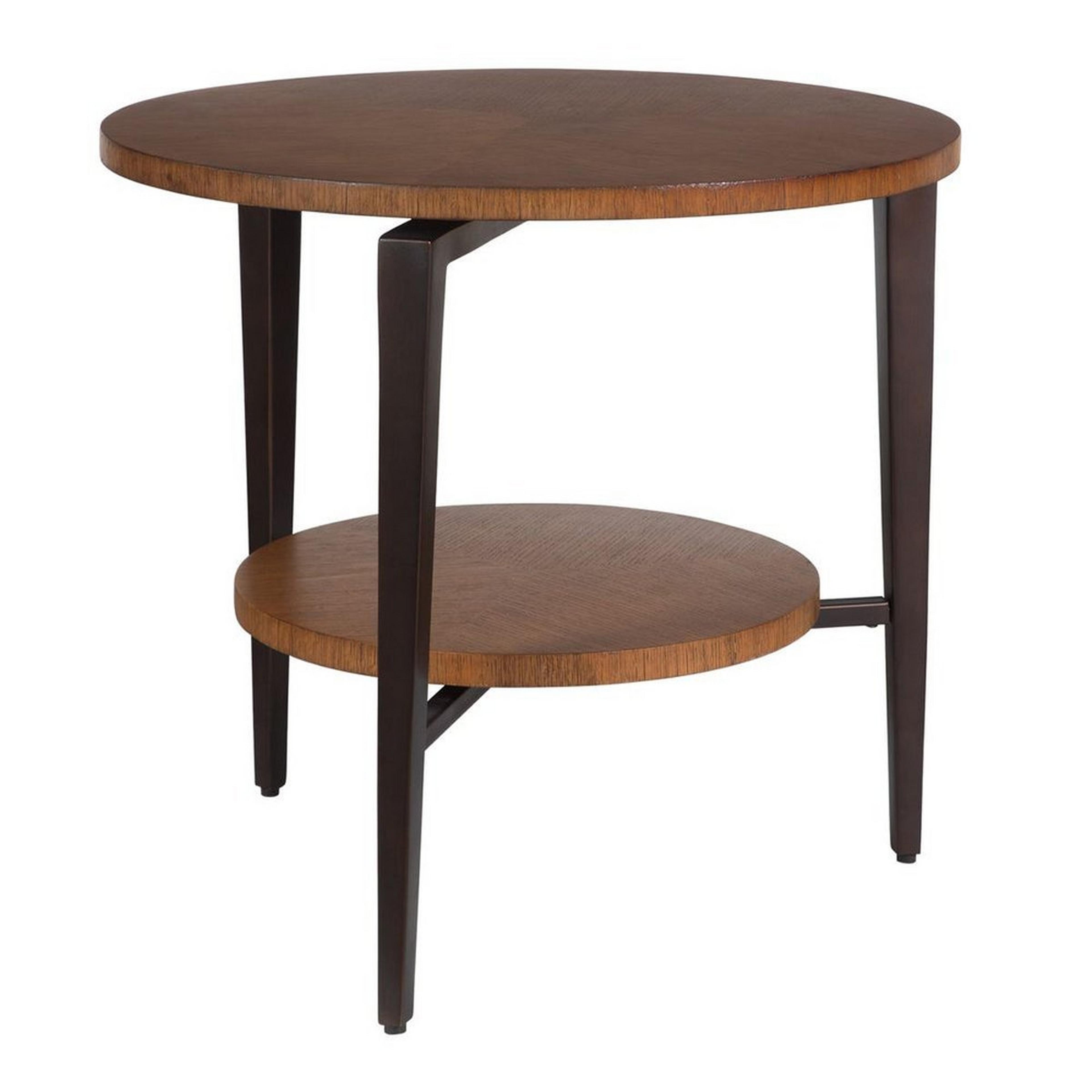 A Emiko Side Table with Natural Wood / Bronze color