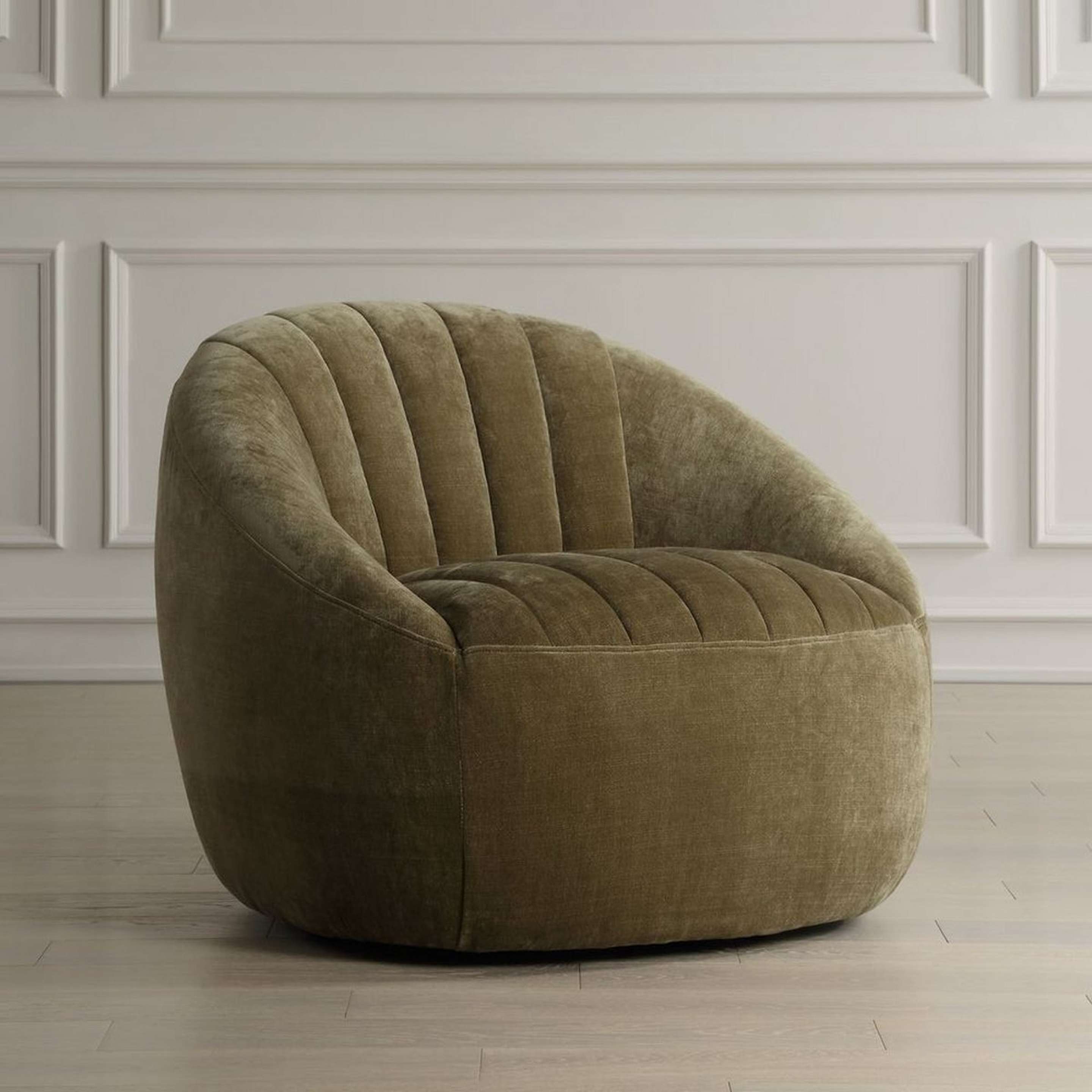 A Palani Swivel Chair with Green Chenille Upholstery color