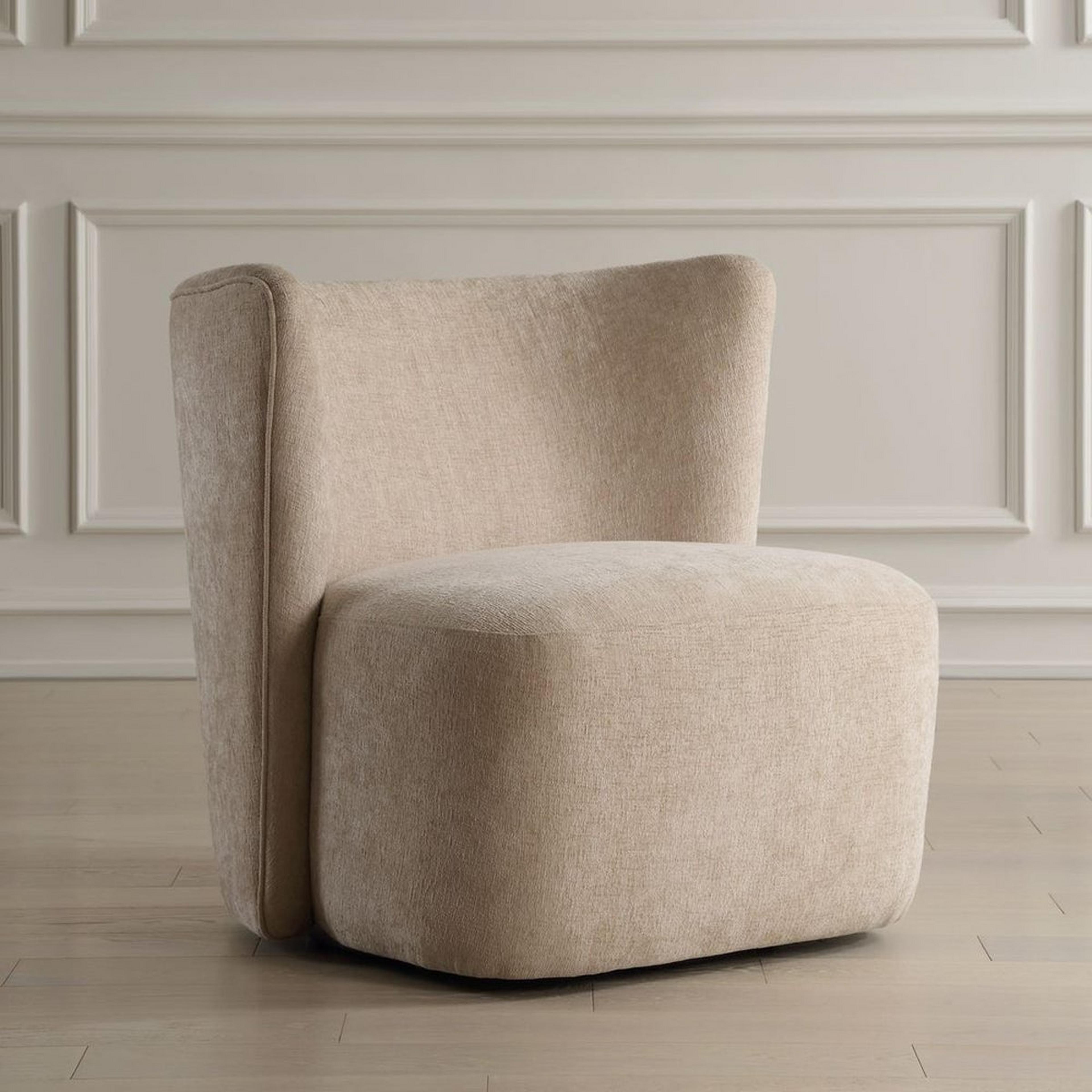 A Humaira Accent Chair with Beige Upholstery color