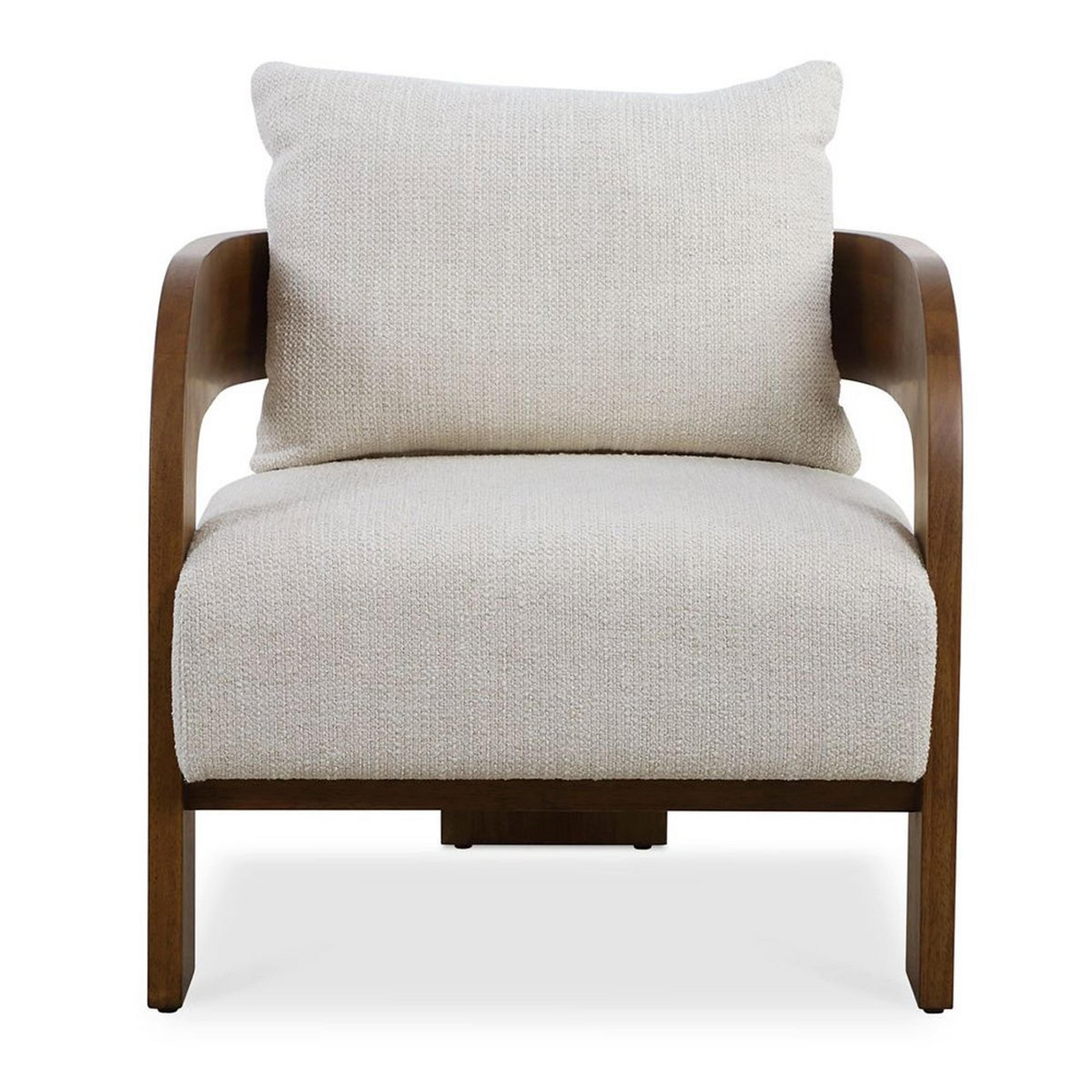 A Evan Accent Chair with Ivory/Wood color