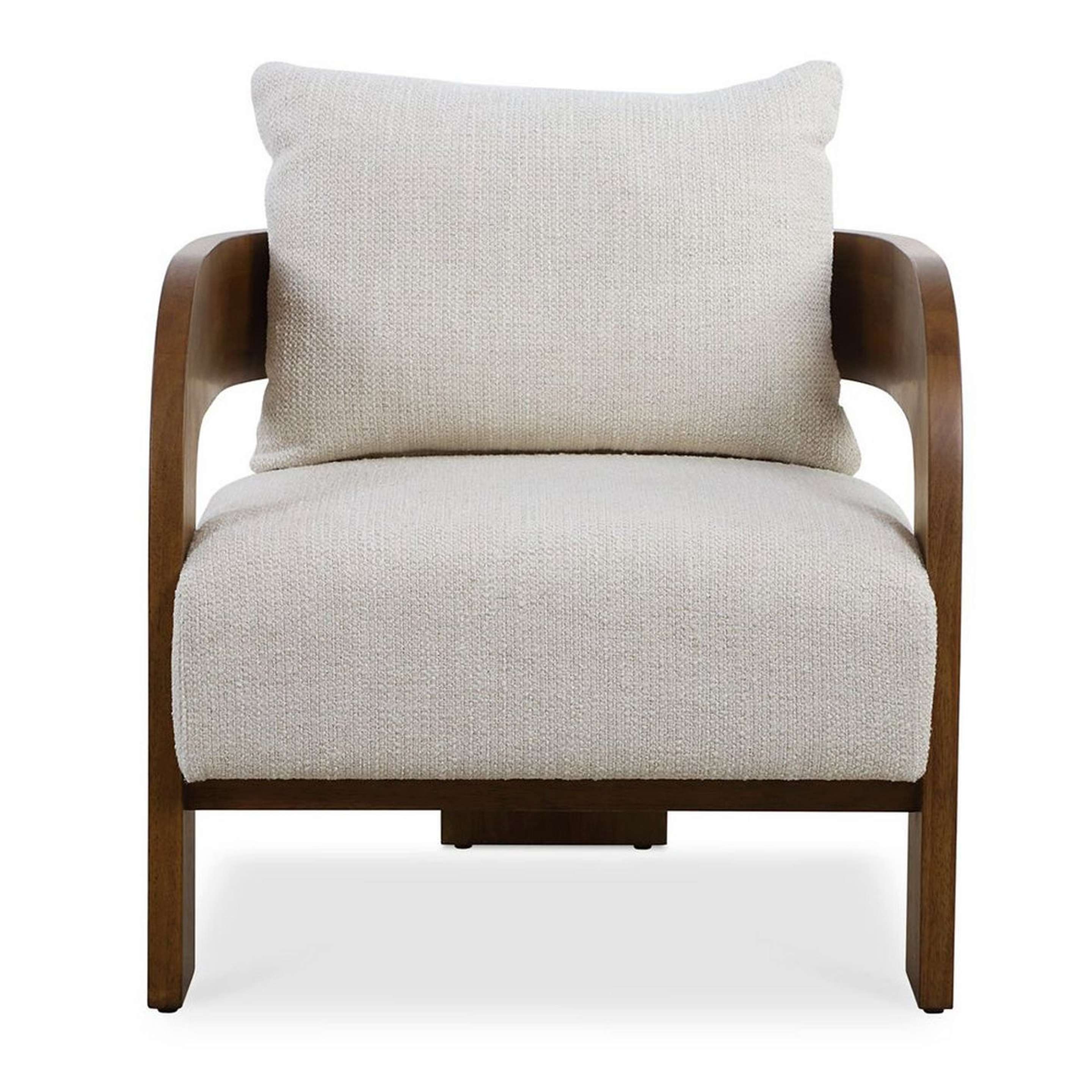 A Evan Accent Chair with Ivory/Wood color