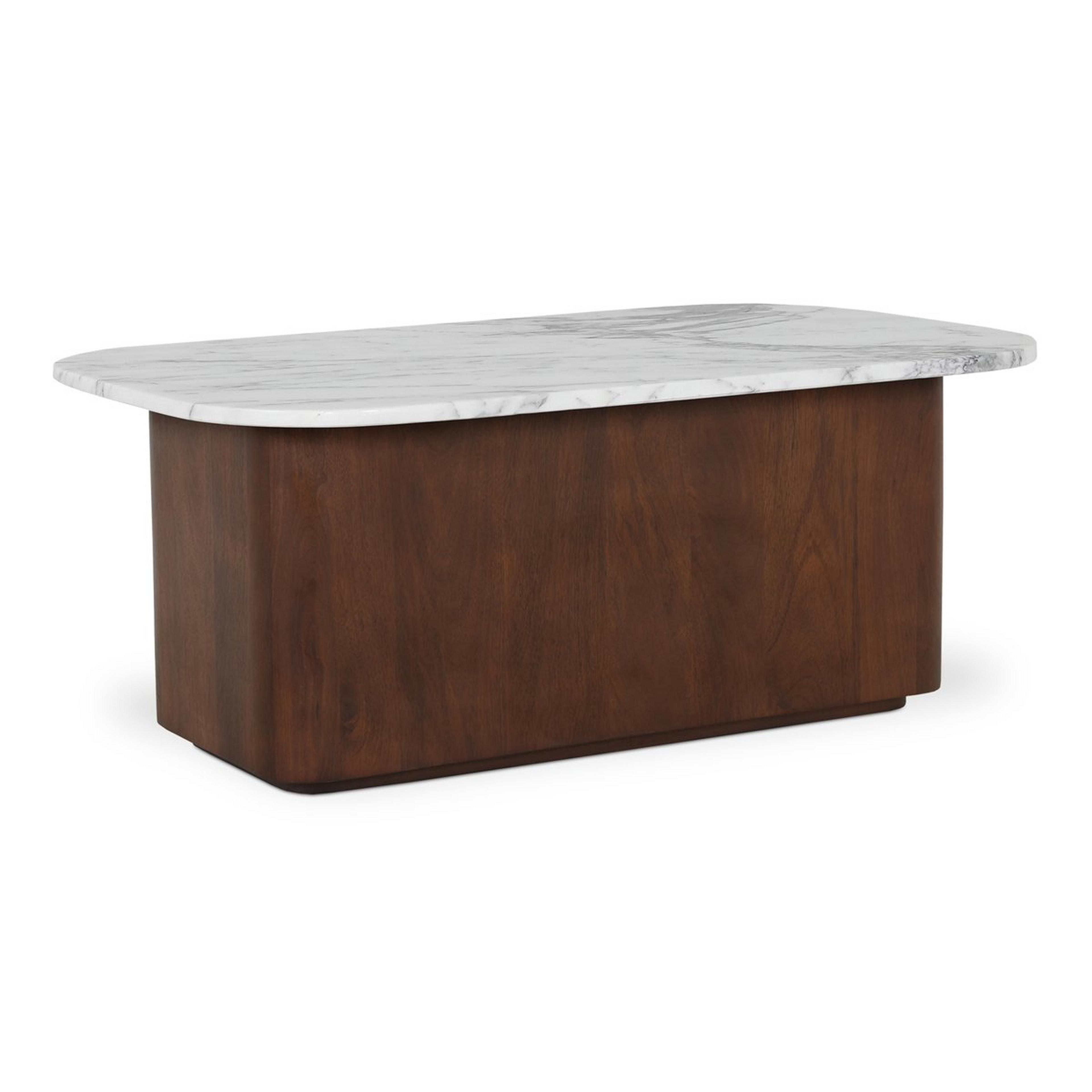 A Stefano Coffee Table with Dark Wood / White Marble color