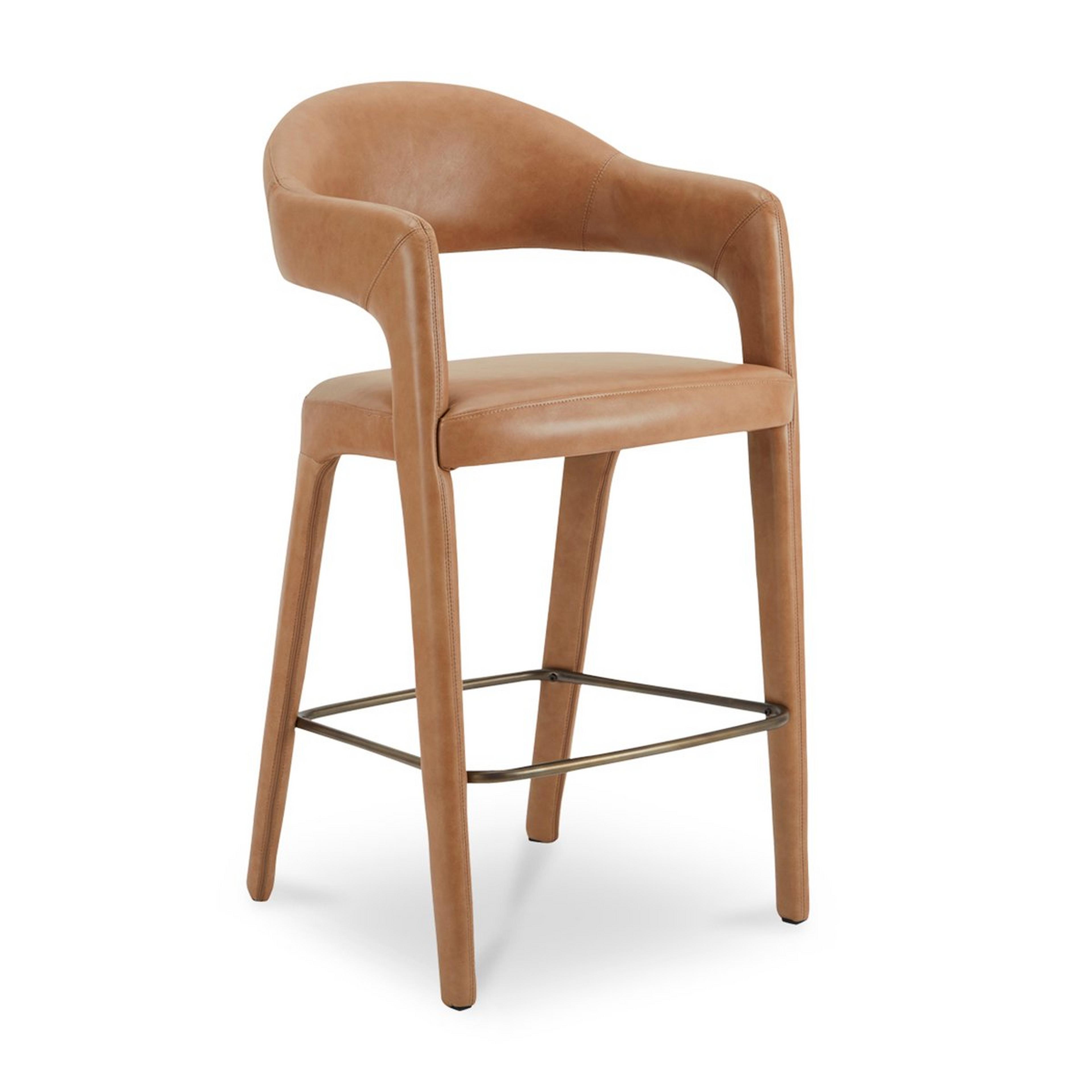 A Tati Leather Bar Stool with Brown Leather color
