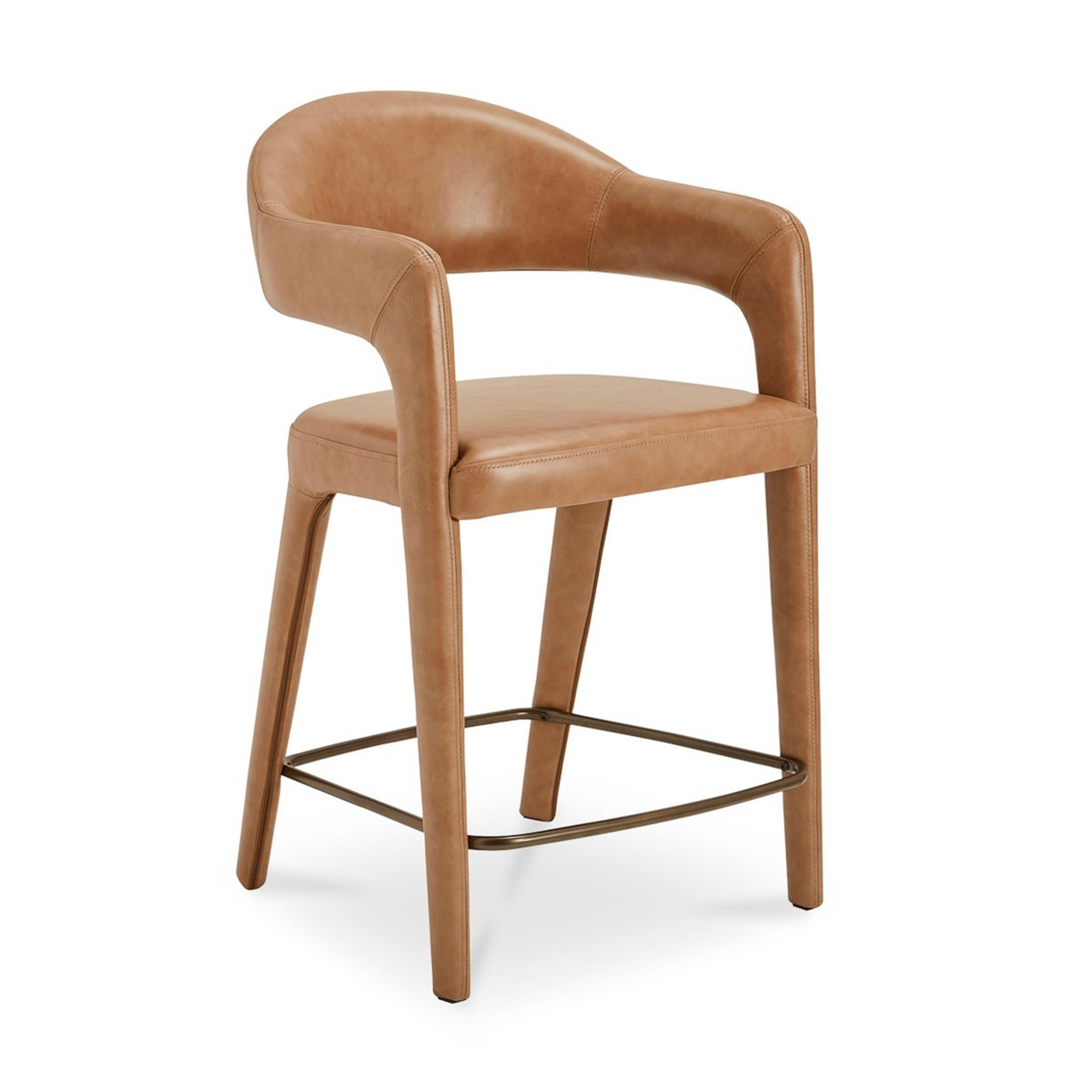 A Tati Leather Counter Stool with Brown Leather color