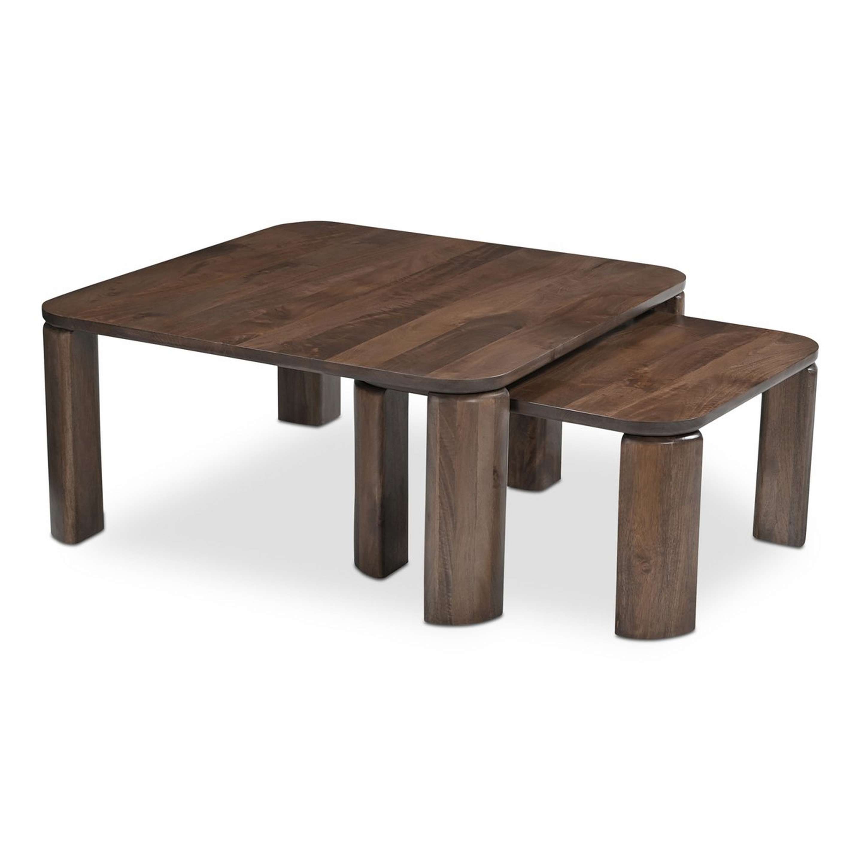A Reika Nesting Coffee Tables - Set of 2 with Deep Brown Mango Wood color