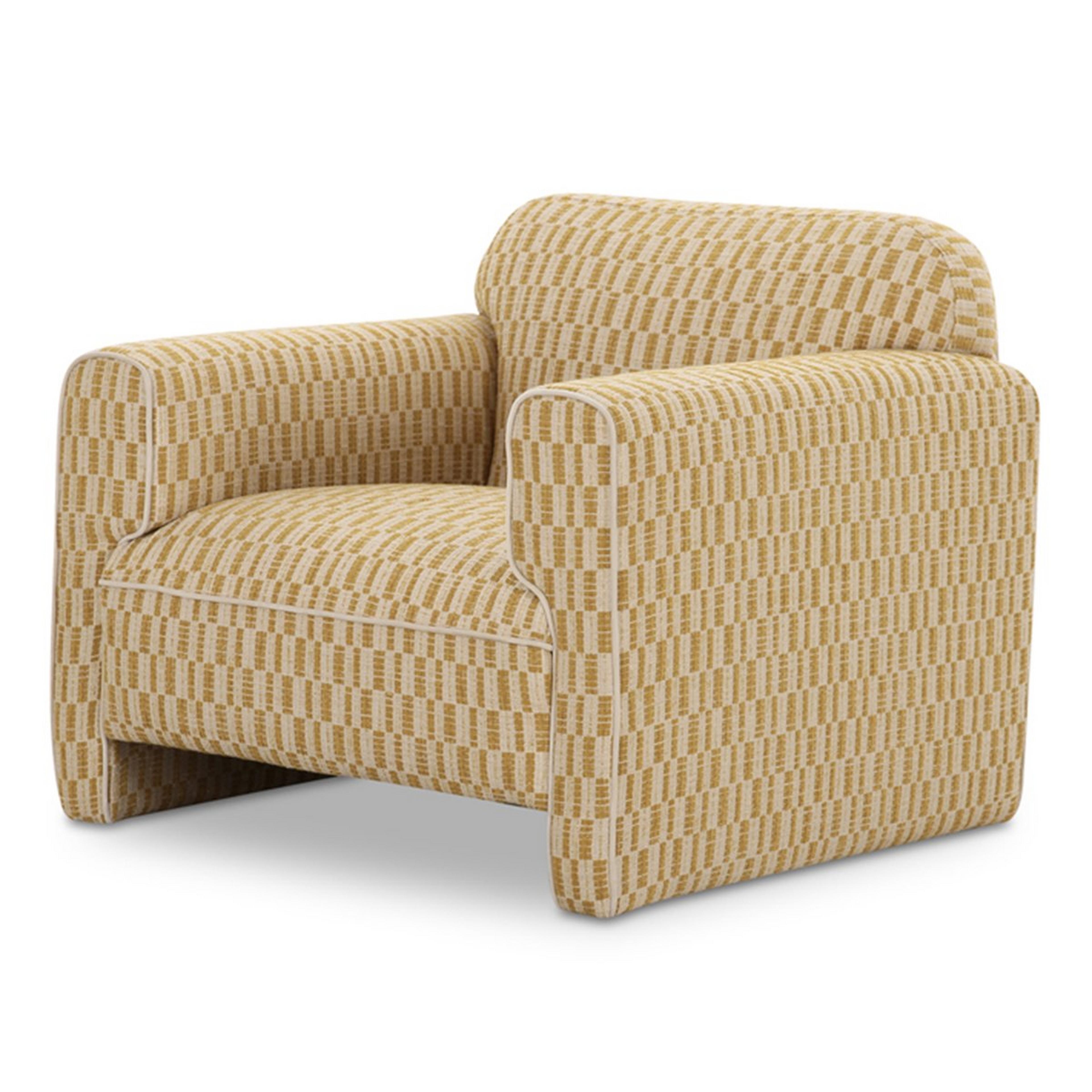 A Sruthi Accent Chair with Chartreuse / Tan color