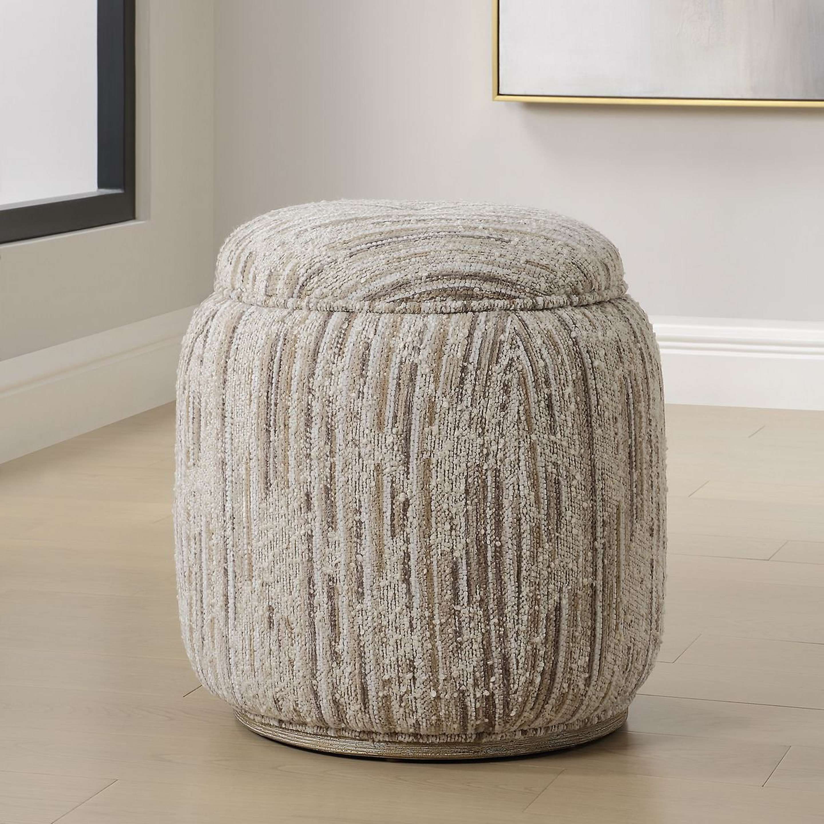 A Salacia Ottoman with Beige / White / Brown color