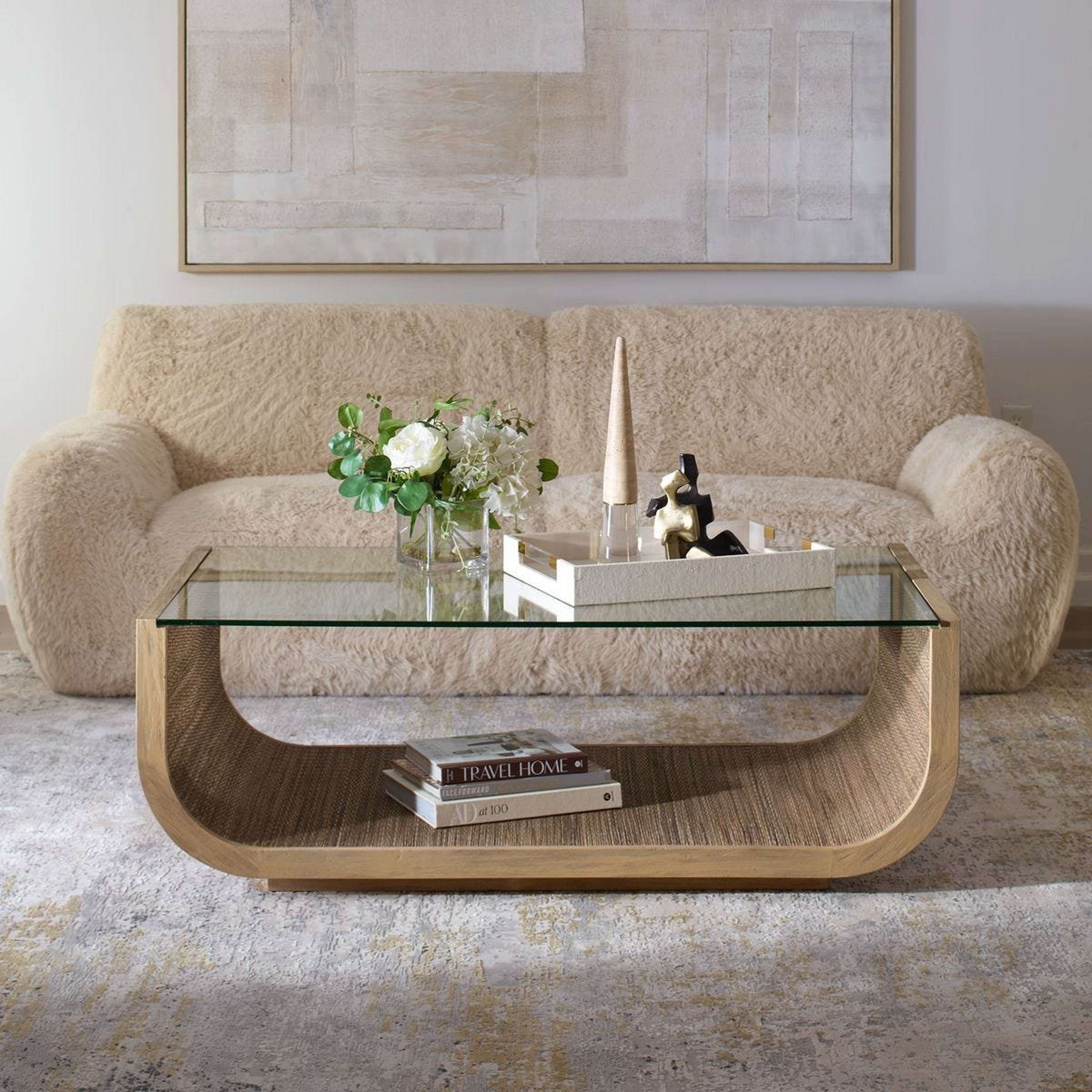 A Reynaldo Coffee Table with Mahogany Wood / Glass color