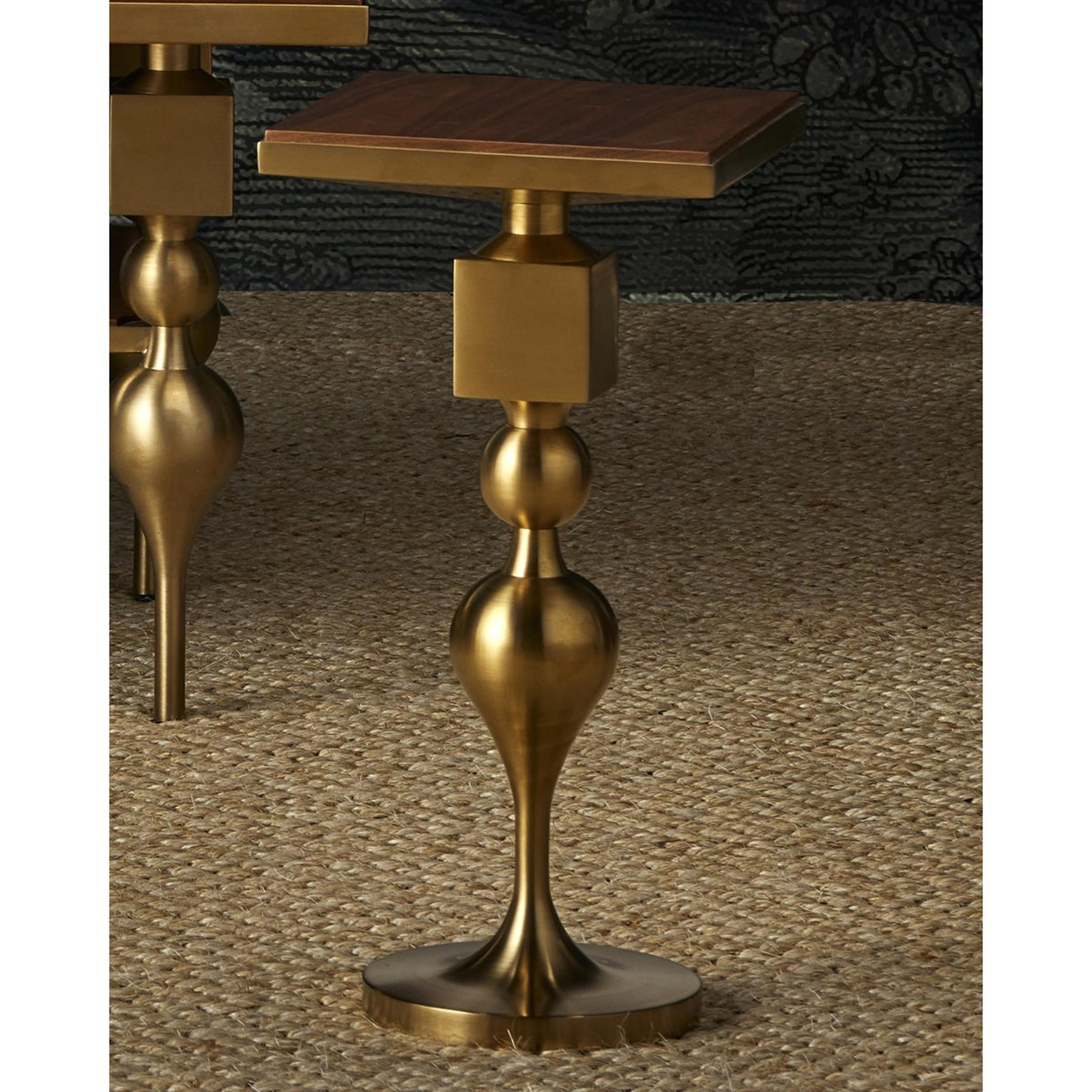 A Reinhardt End Table with Brass / Walnut Wood color