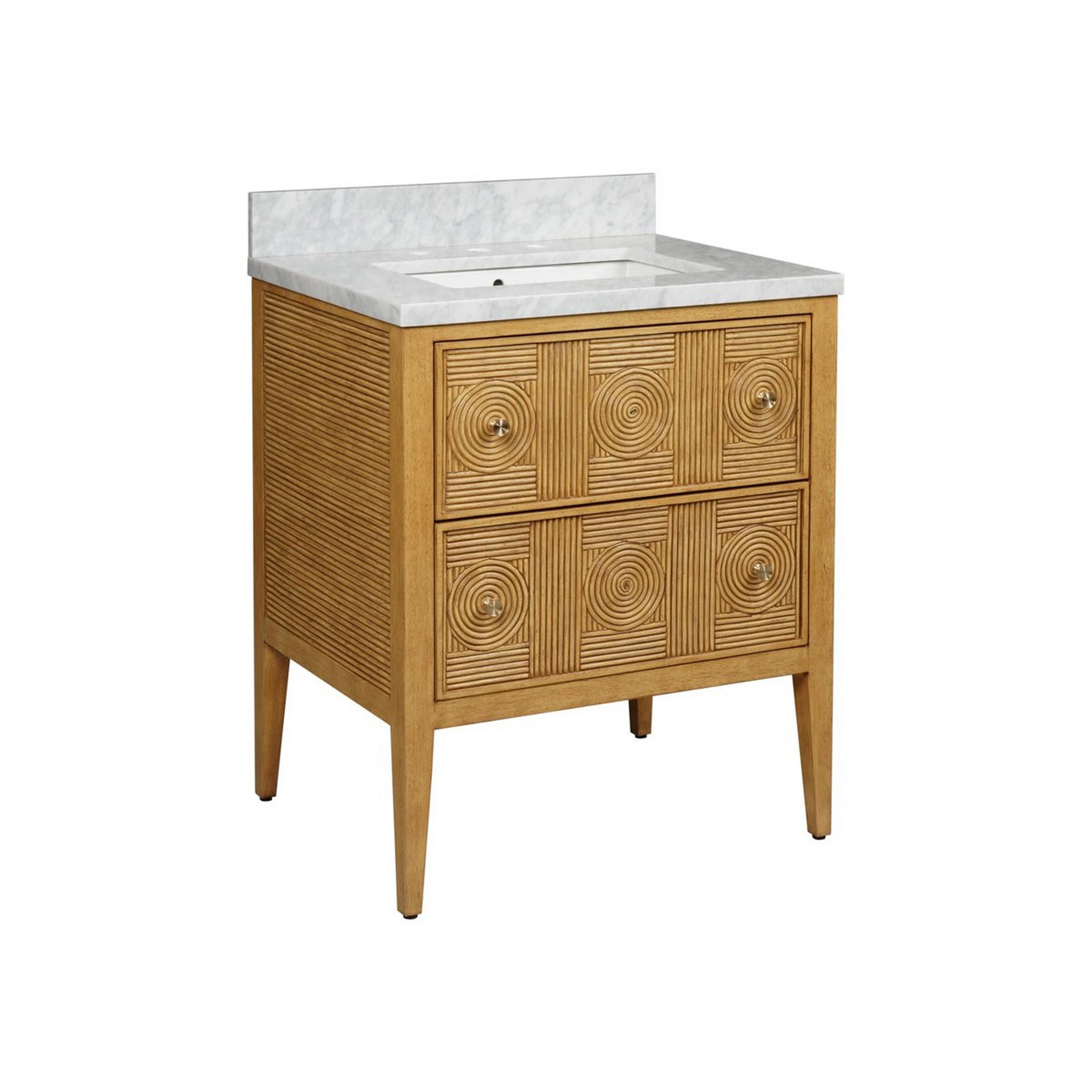 A Howe 28" Vanity with Light Wood / White / Brass / Polished Nickel color