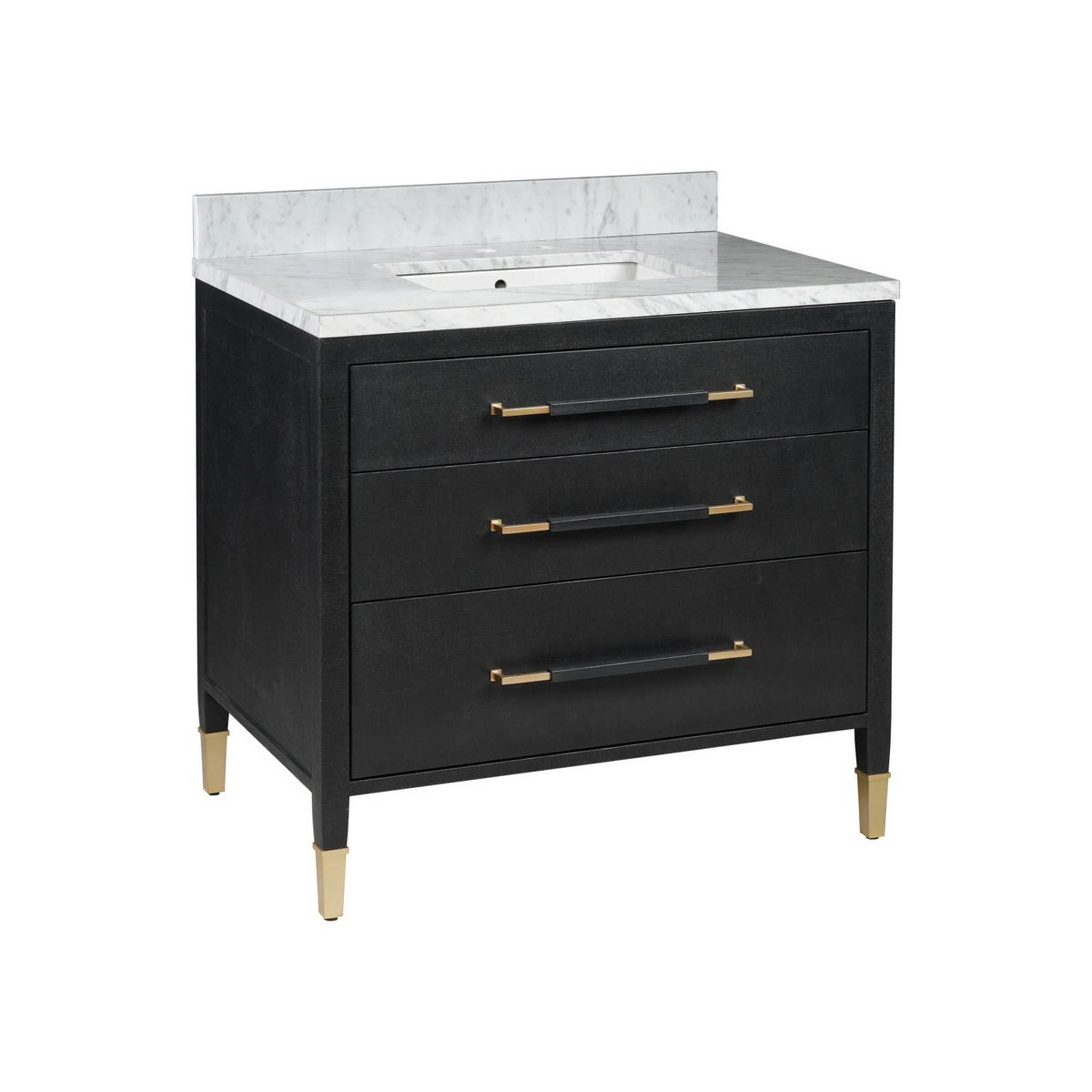 A Goethel 36" Vanity with Black / Brass / White color