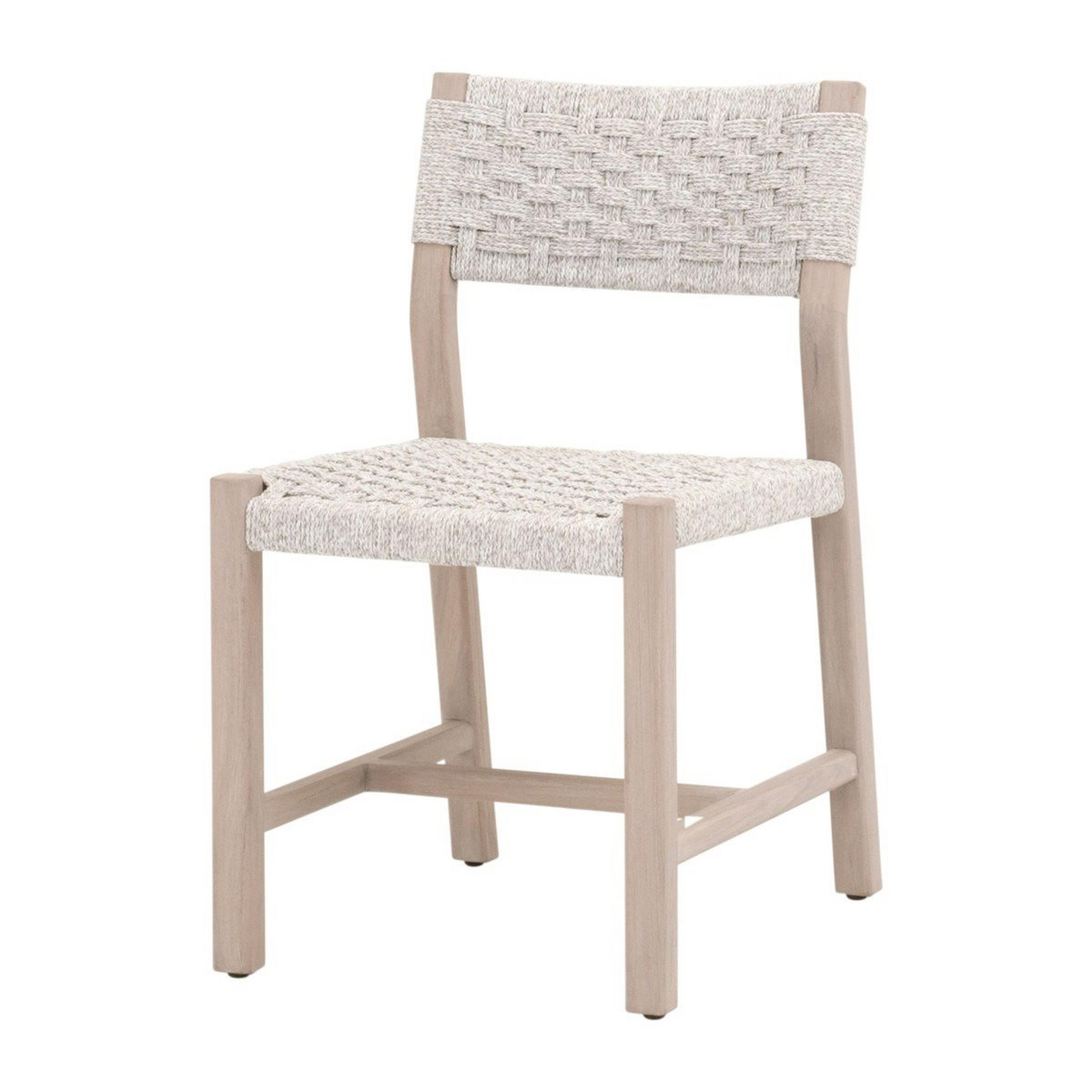 A Cestino Indoor / Outdoor Dining Chair - Set of 2 with White Speckle Rope / Whitewashed Teak color
