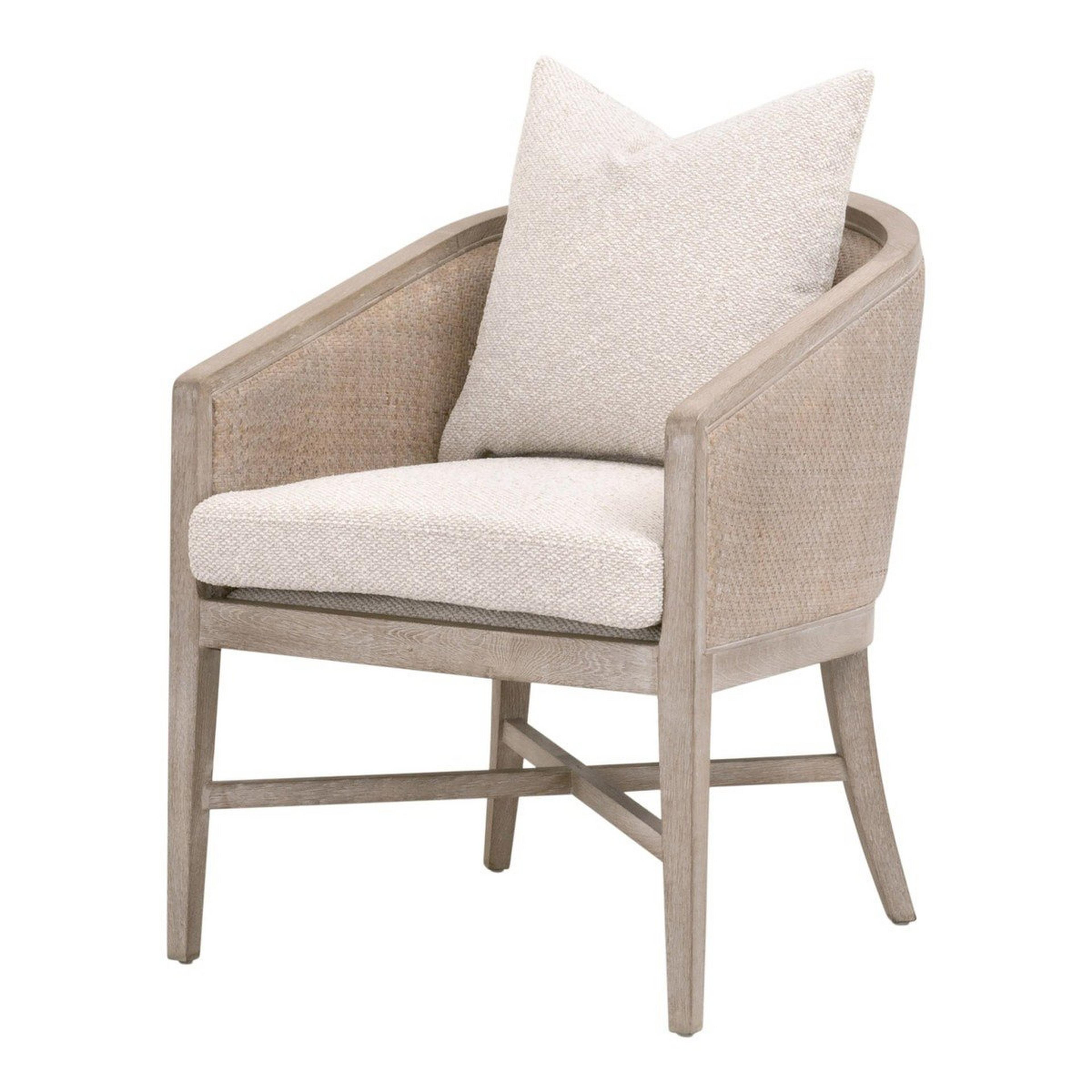 A Marguerite Arm Chair with Linen / Gray Oak / Cane color