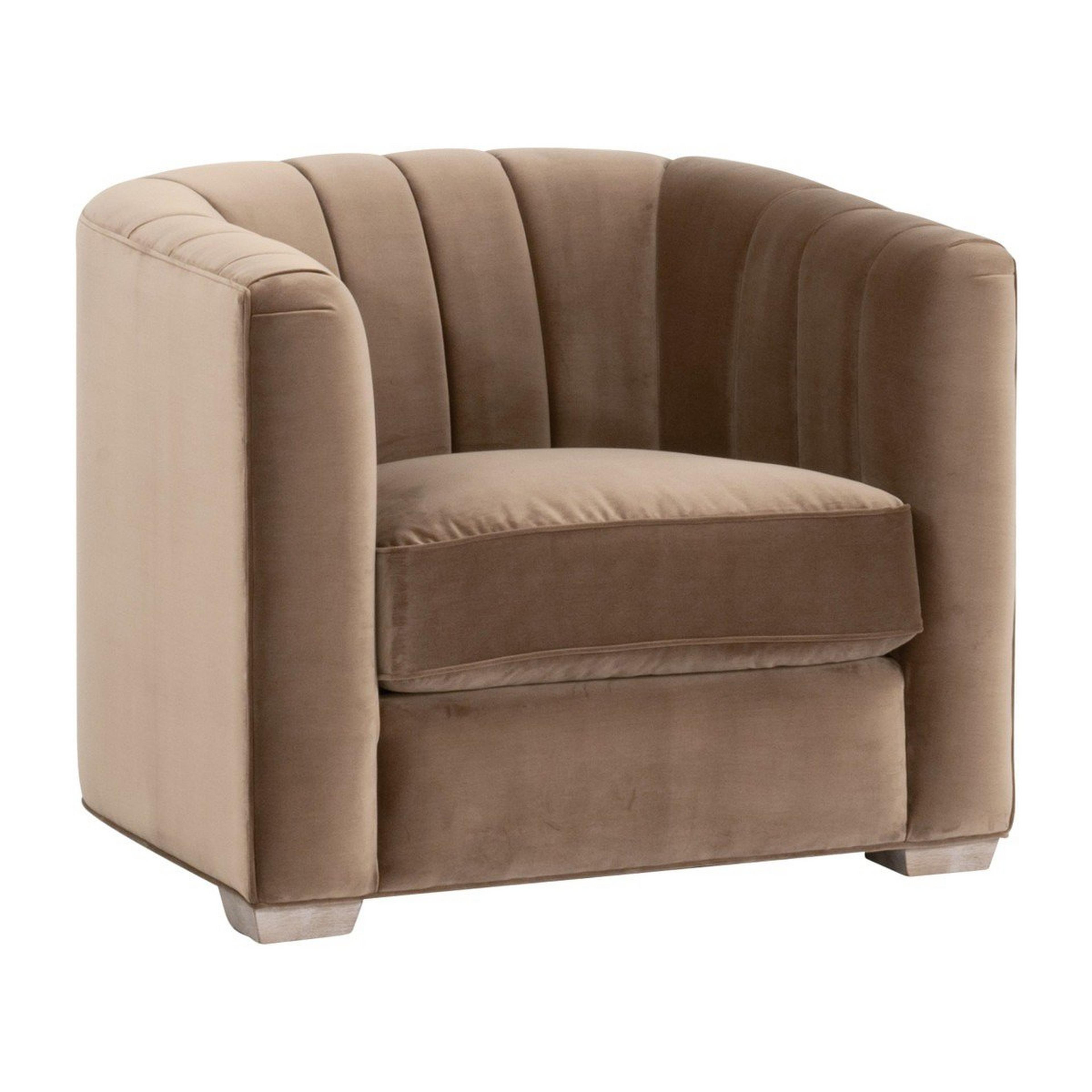 A Scharlene Sofa Chair with Caramel Velvet color