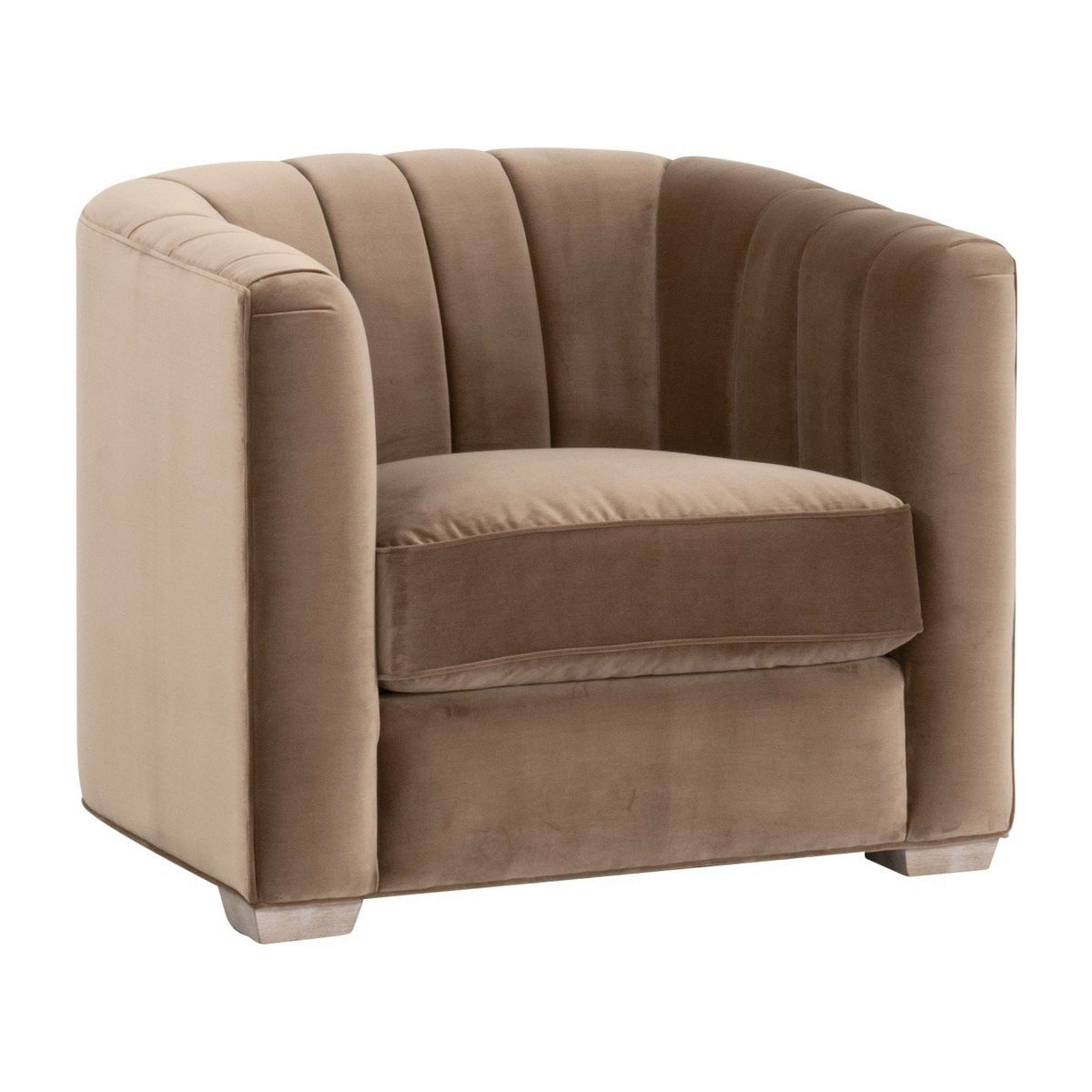 A Scharlene Sofa Chair with Caramel Velvet color