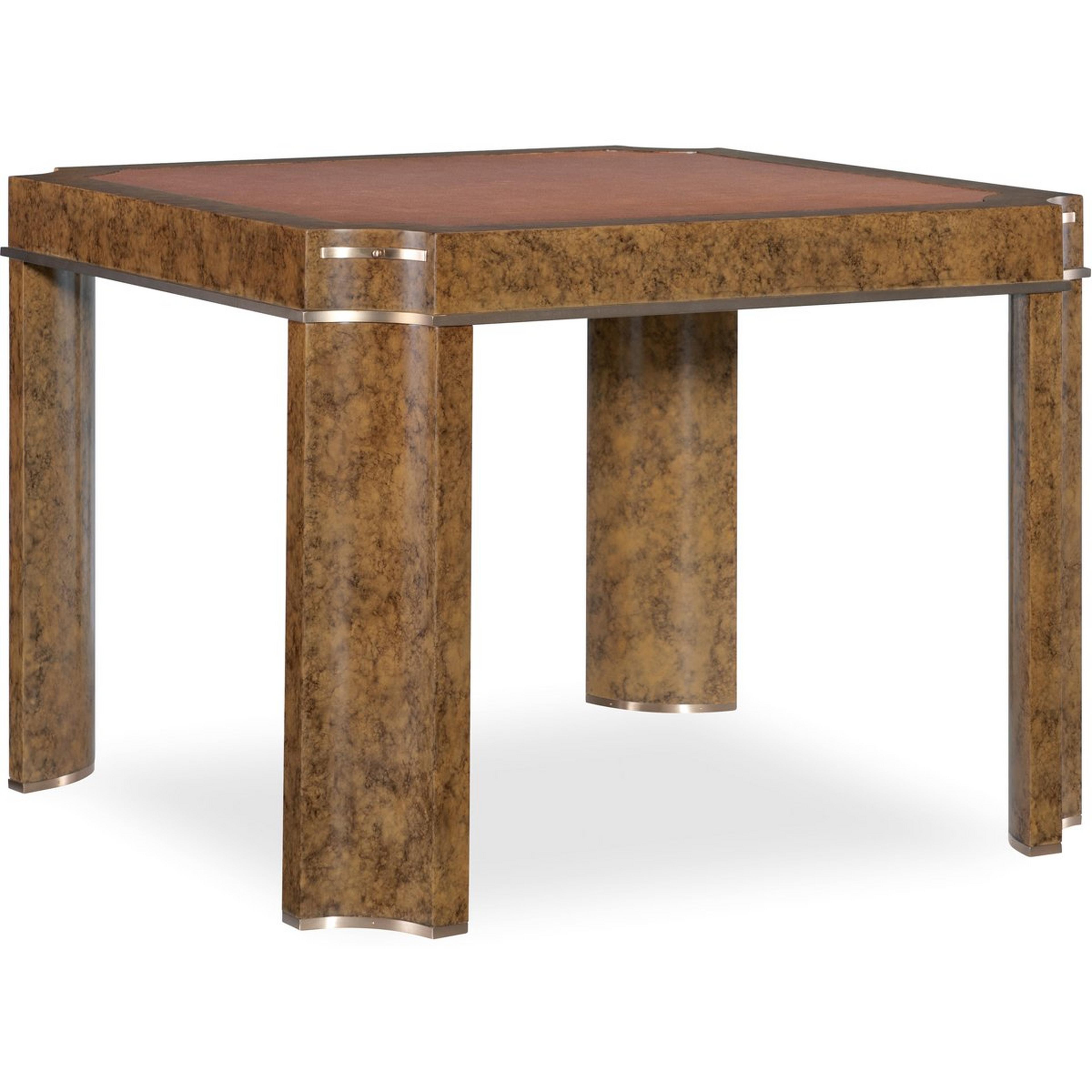 A Lambeth Game Table with Dark Wood / Brown Leather / Brass color