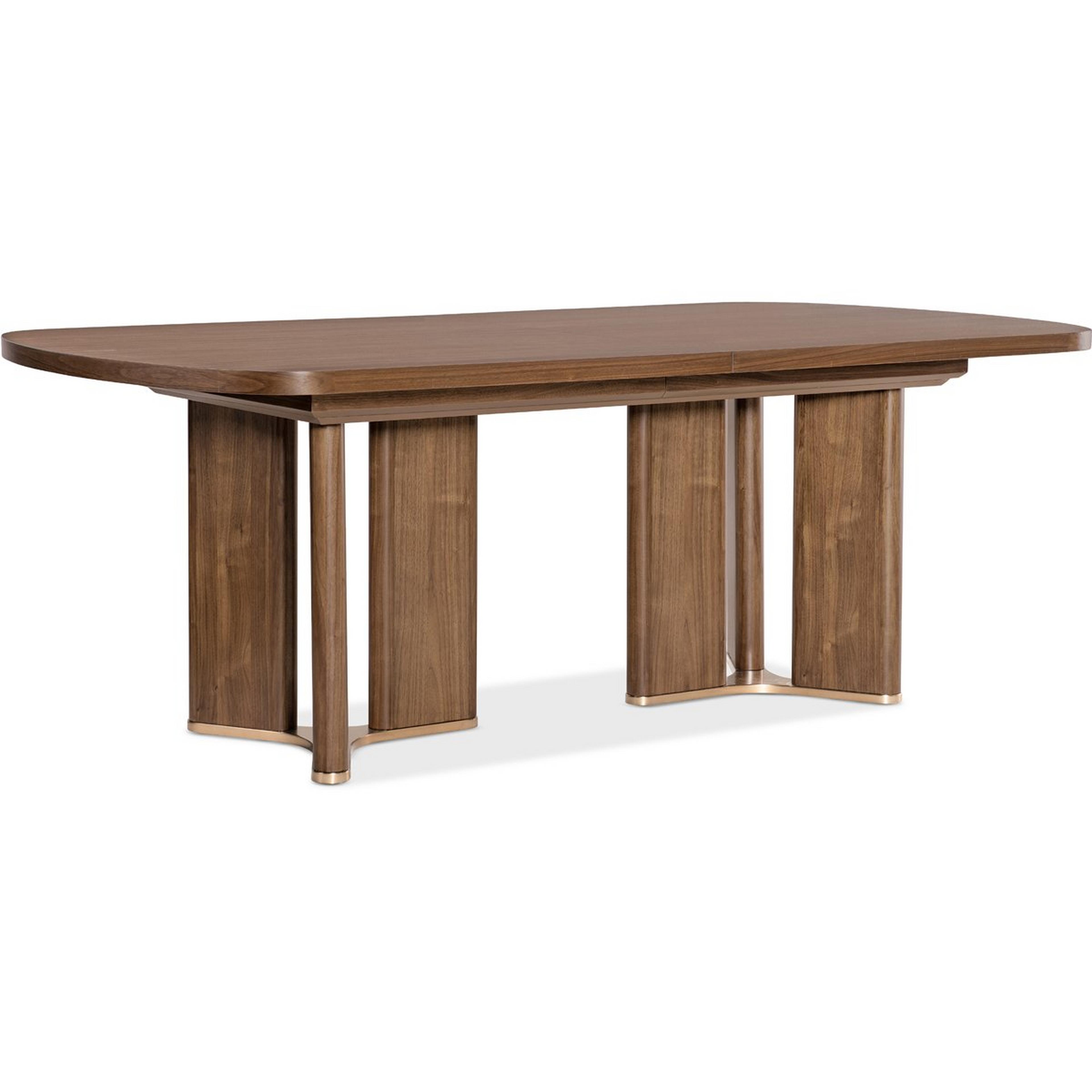 A Cecily Dining Table - Rectangle with Dark Walnut / Brass color