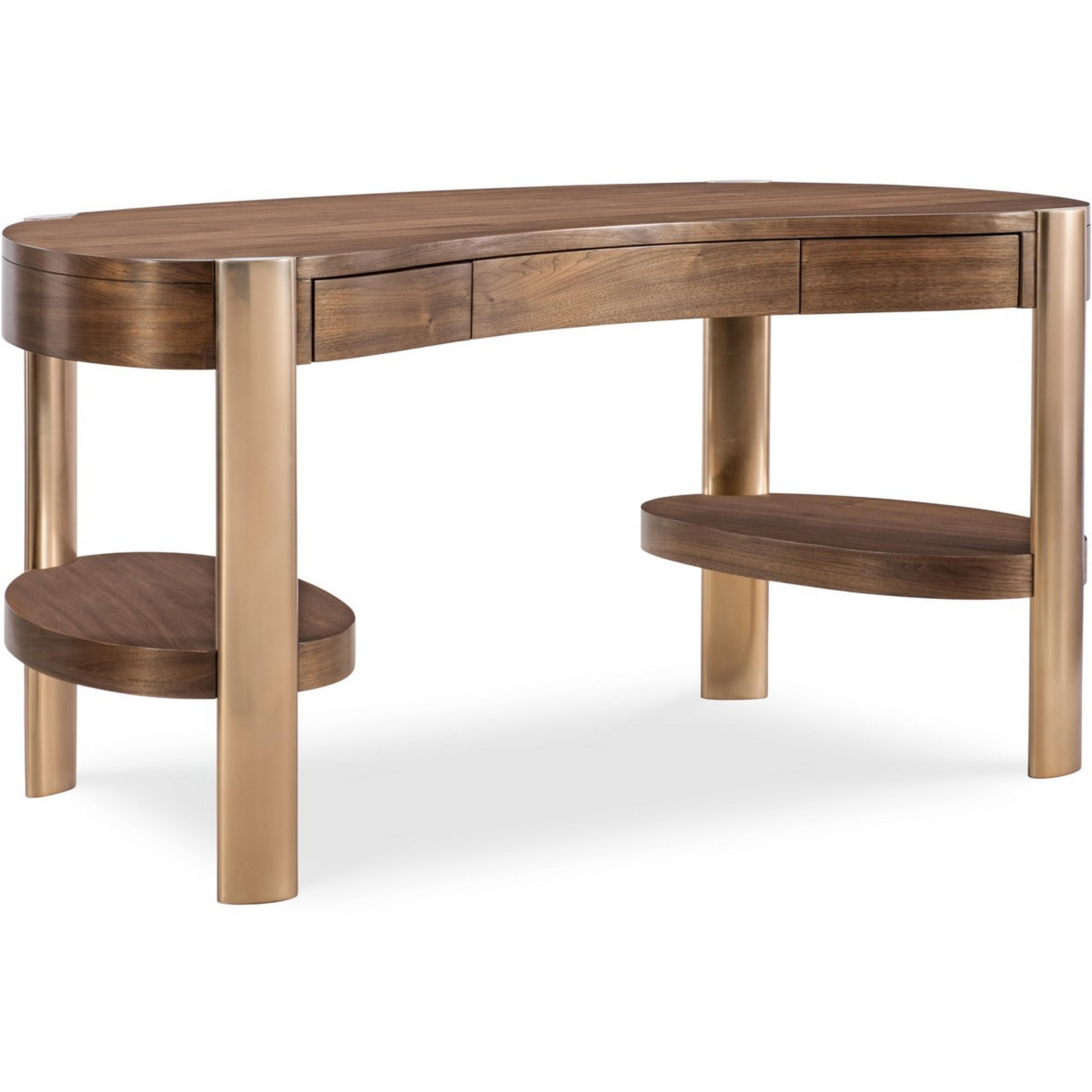 A Cecily Desk with Dark Walnut / Brass color