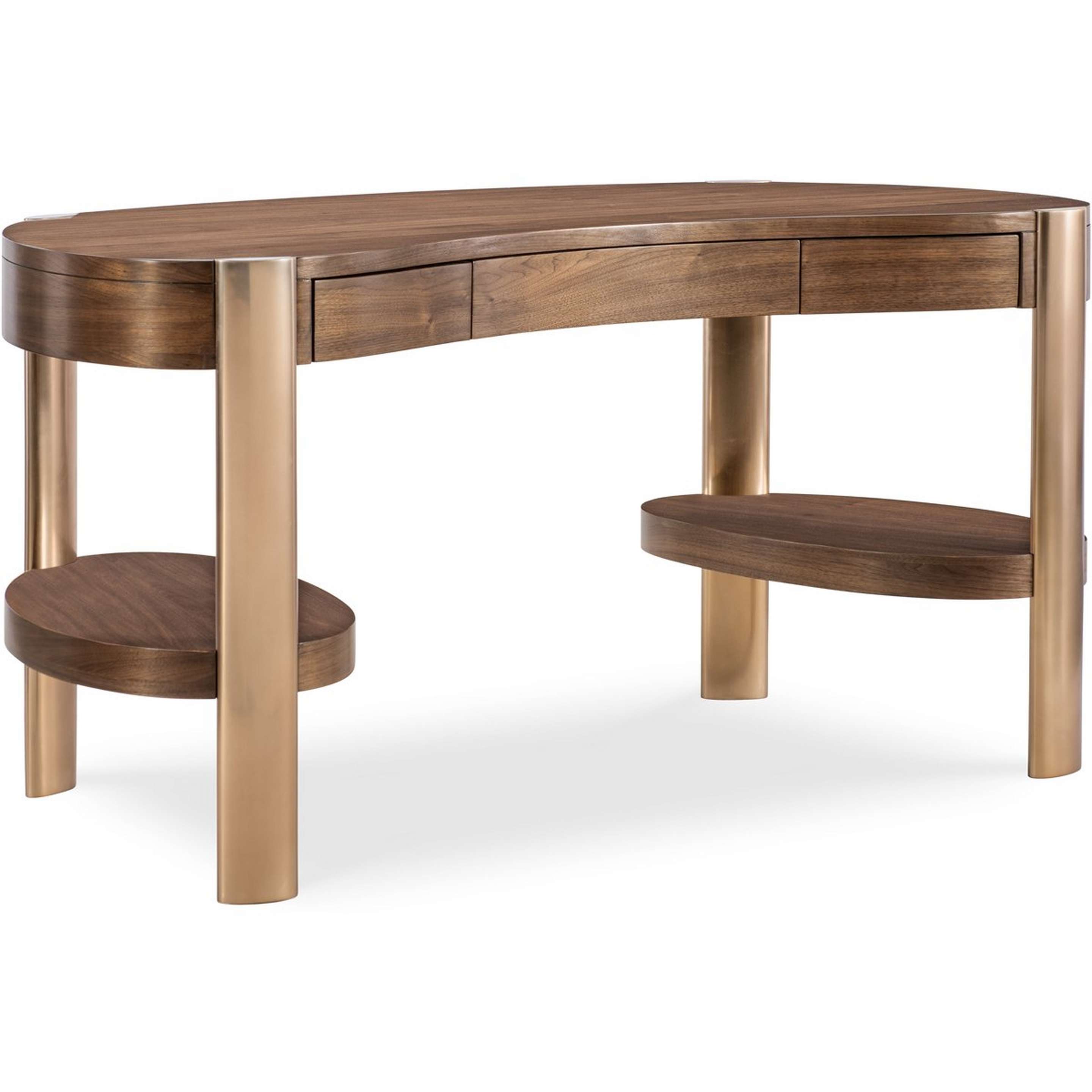 A Cecily Desk with Dark Walnut / Brass color