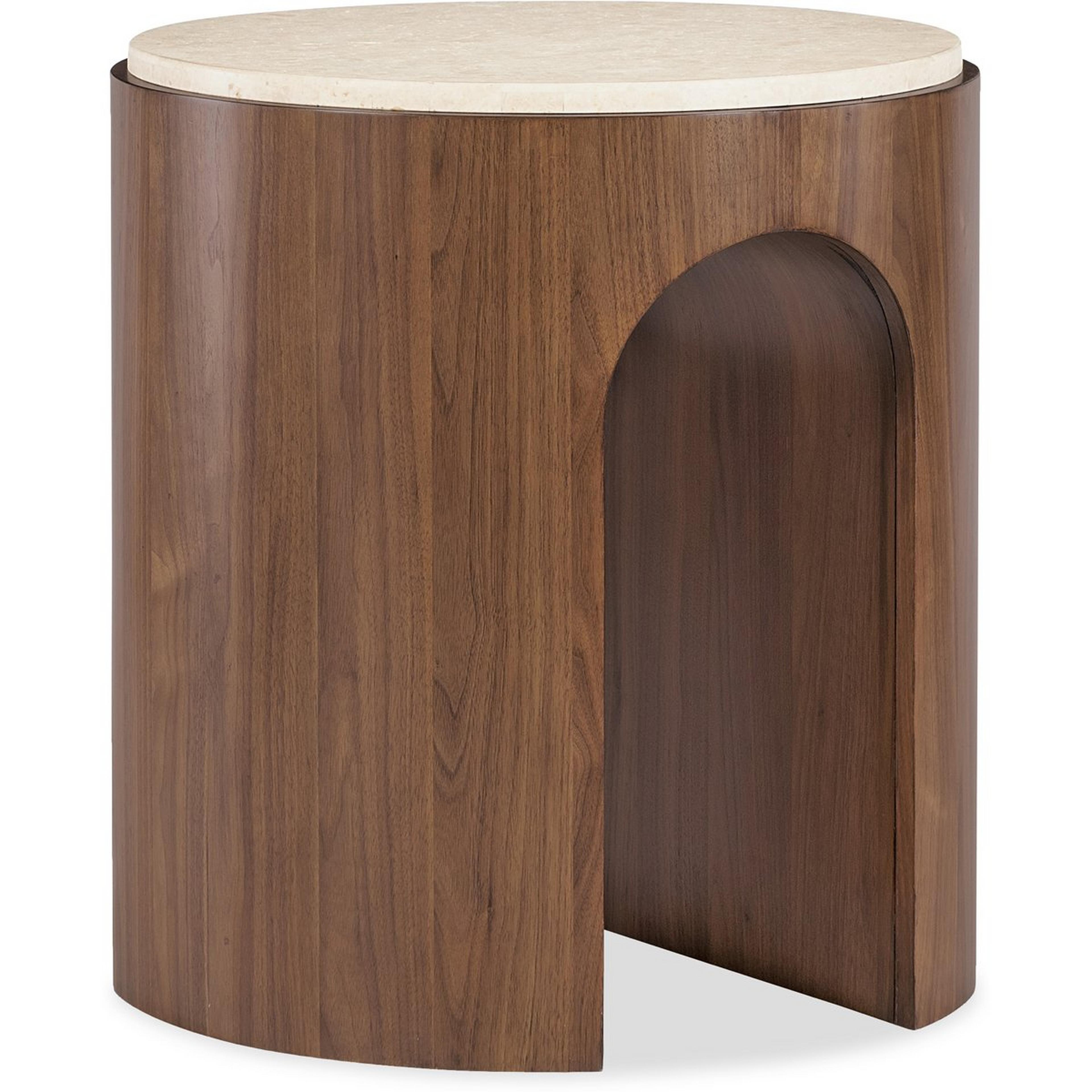 A Cecily Side Table with Dark Walnut / Natural Marble color