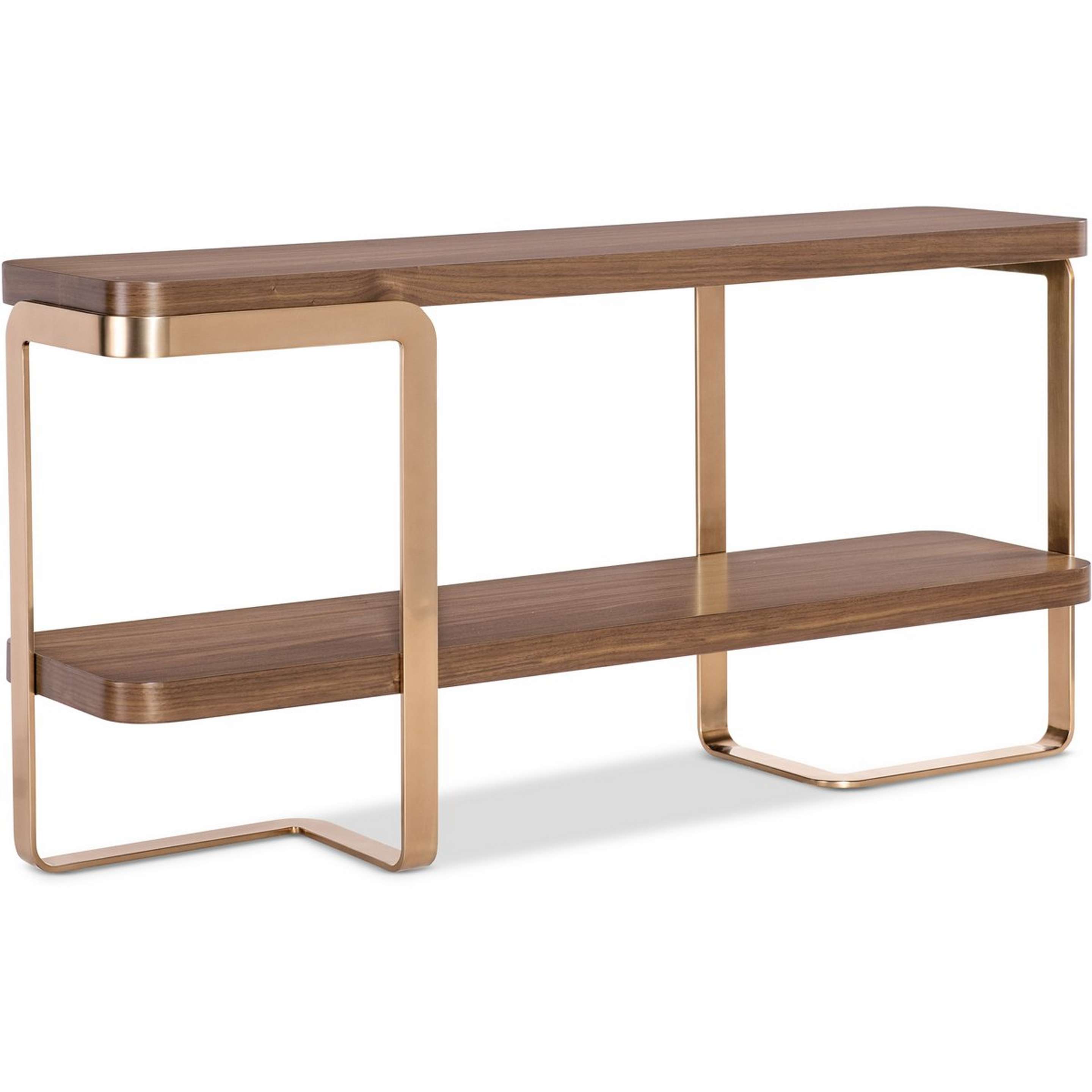 A Cecily Console Table with Dark Walnut / Brass color