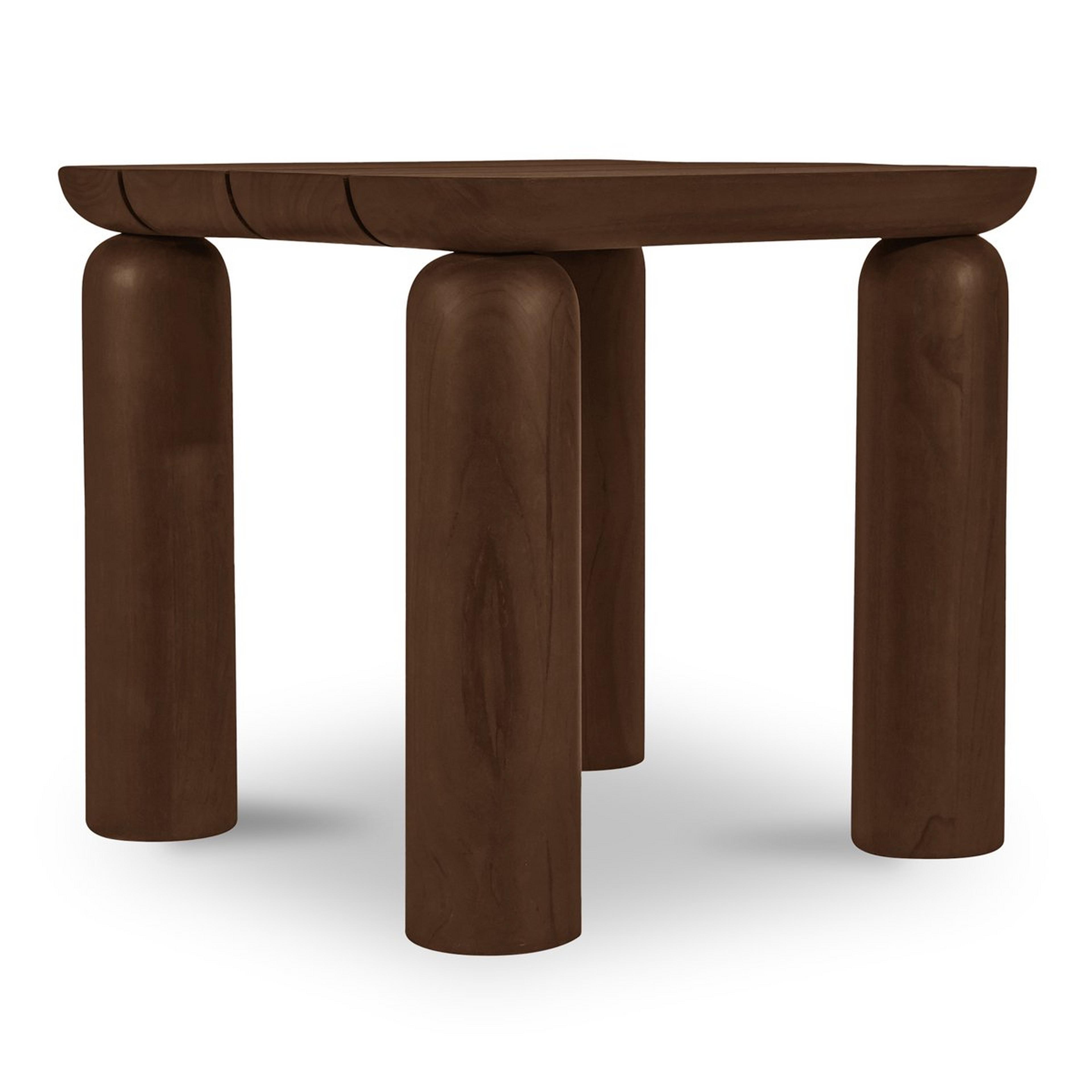 A Nador Outdoor Side Table with Dark Wood color
